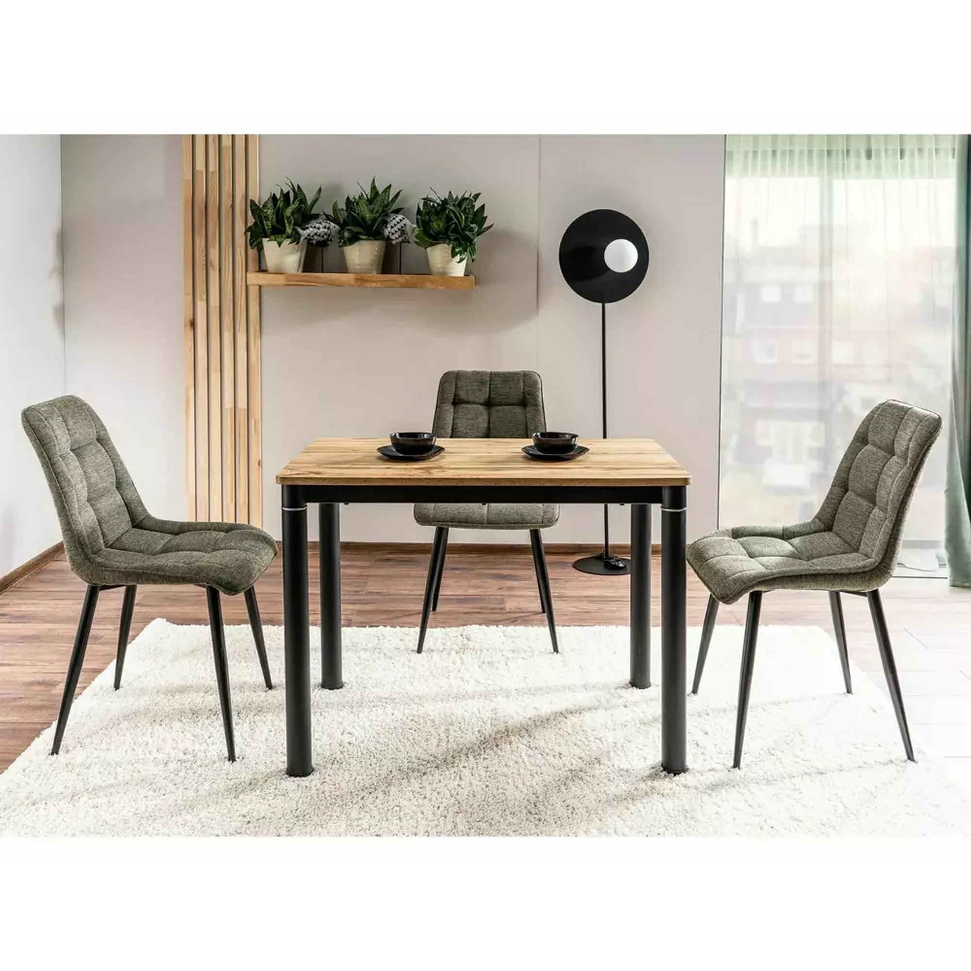 Masa DAMAR, stejar artisan/negru, 80x60x75 cm