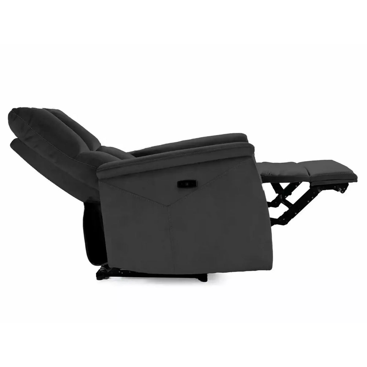 Fotoliu recliner NEPTUN, negru, stofa catifelata/metal, 76x94/160x96 cm