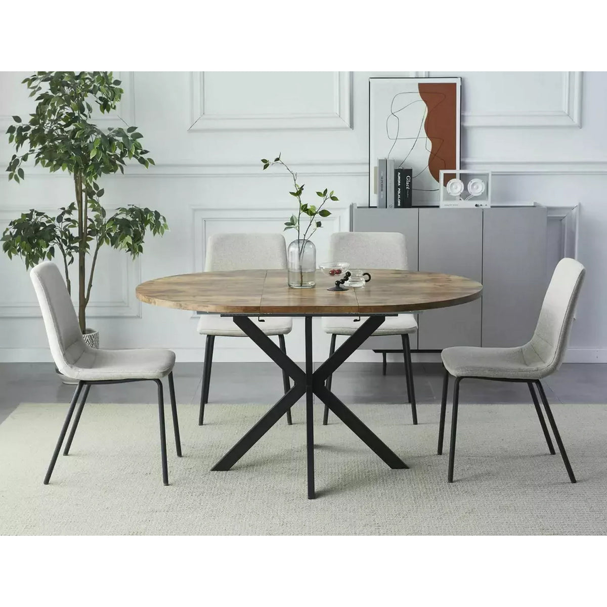 Masa extensibila GASTON, nuc/negru, 100/135x100x75 cm