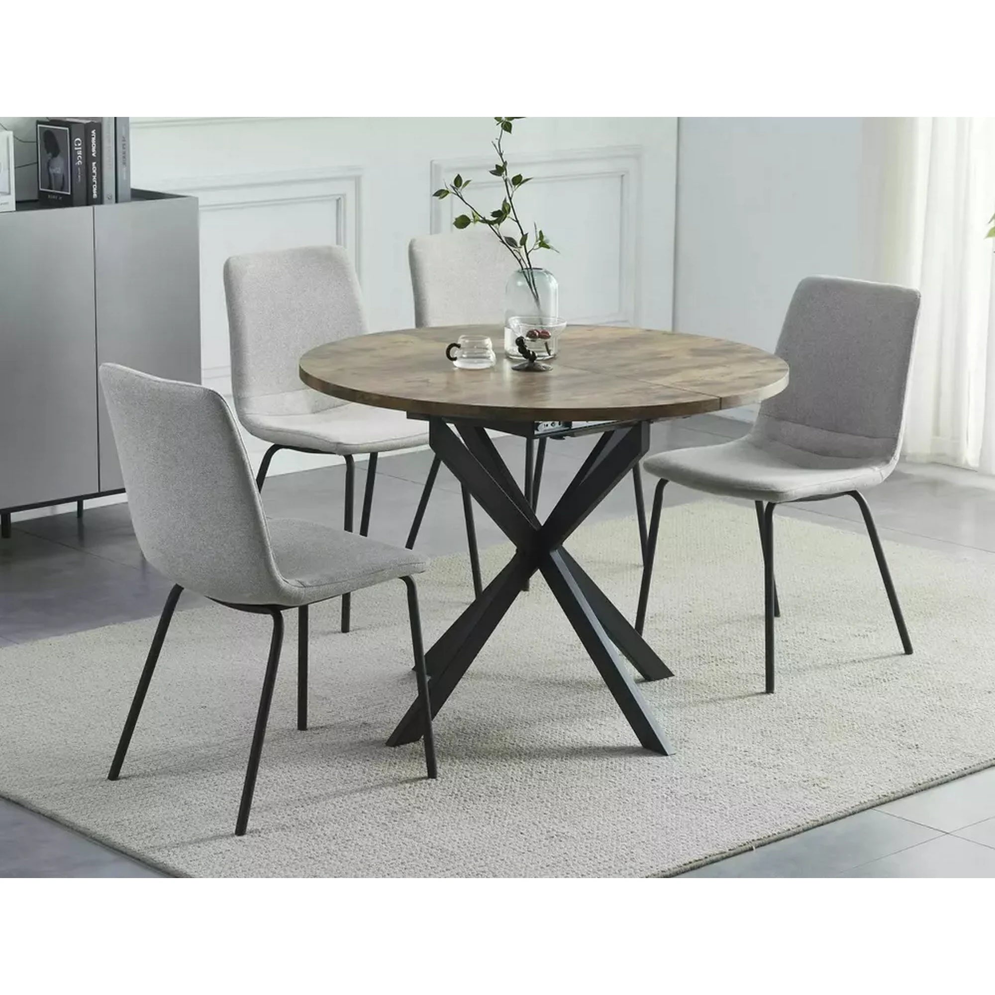 Masa extensibila GASTON, nuc/negru, 100/135x100x75 cm