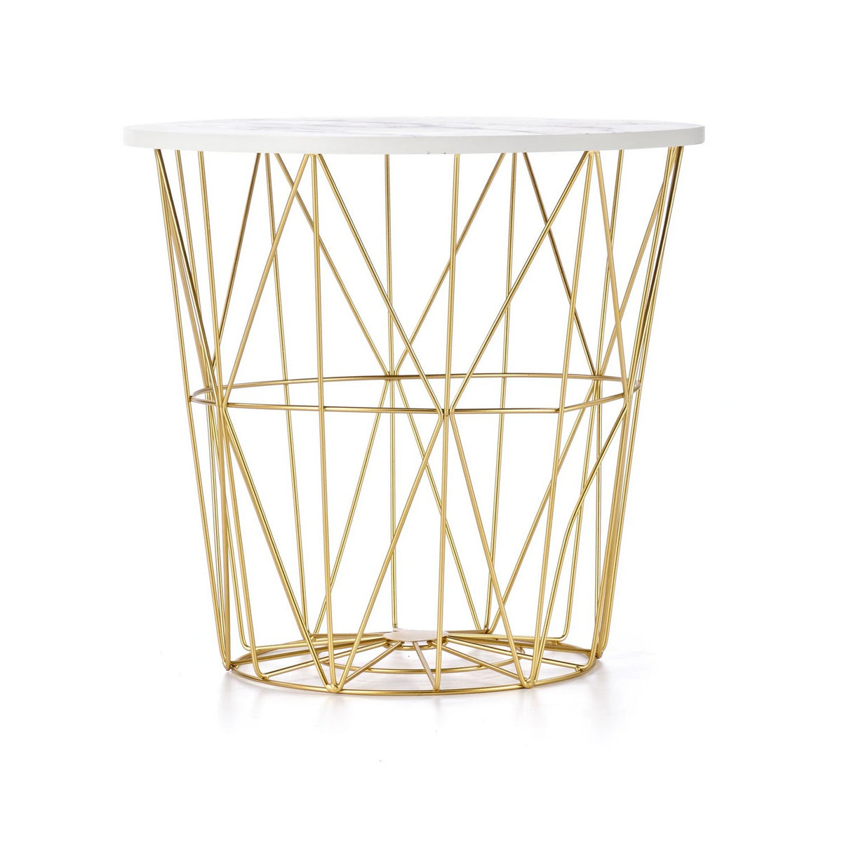 Masuta cafea HARISSA G, alb cu efect de marmura/auriu, 42x42x41 cm