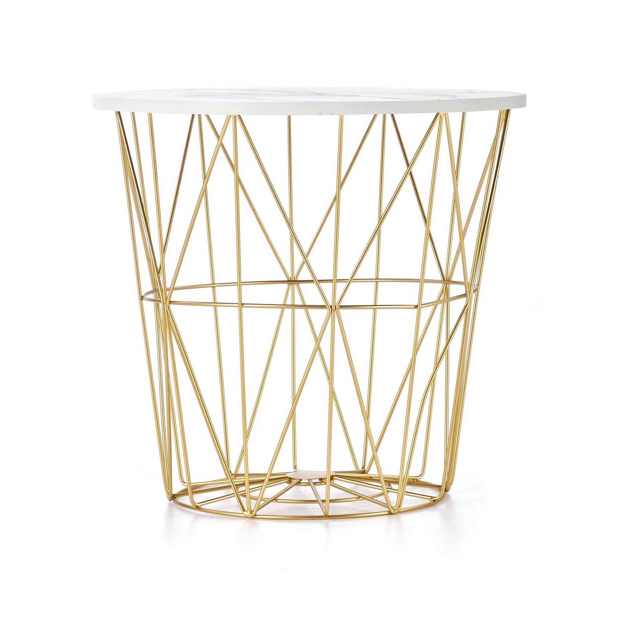 Masuta cafea HARISSA G, alb cu efect de marmura/auriu, 42x42x41 cm