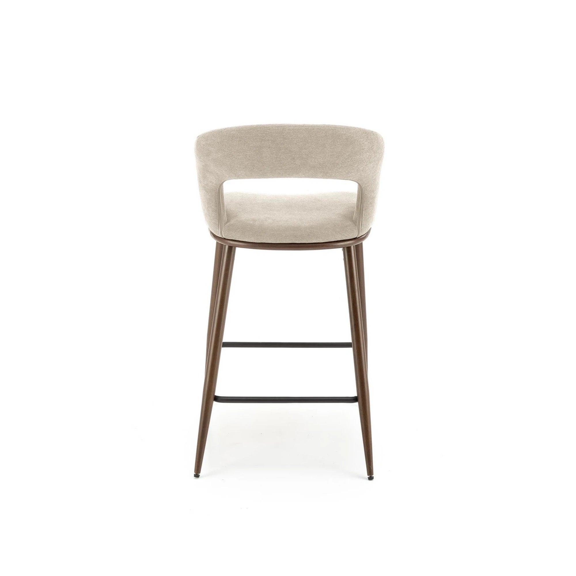 Scaun bar H114, bej/nuc, stofa clasica/otel, 48x52x92 cm