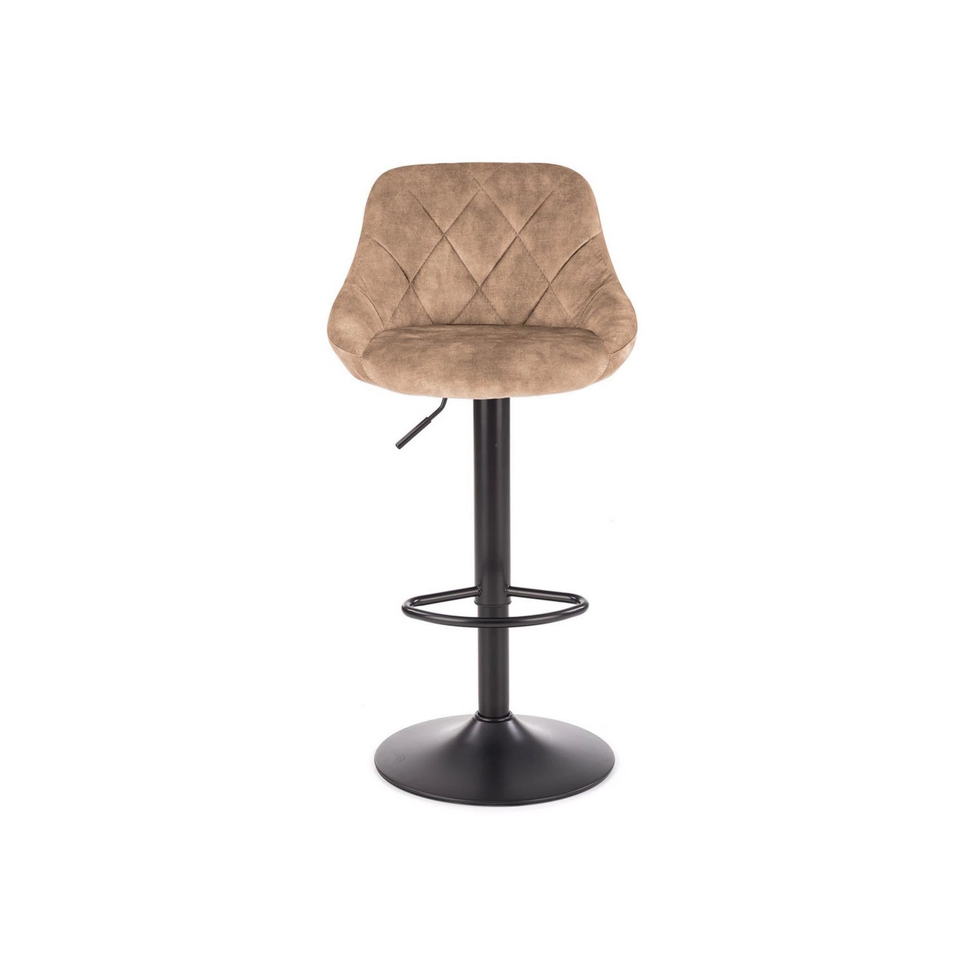 Scaun de bar rotativ H101, bej/negru, stofa catifelata/metal, 47x45x84/106 cm