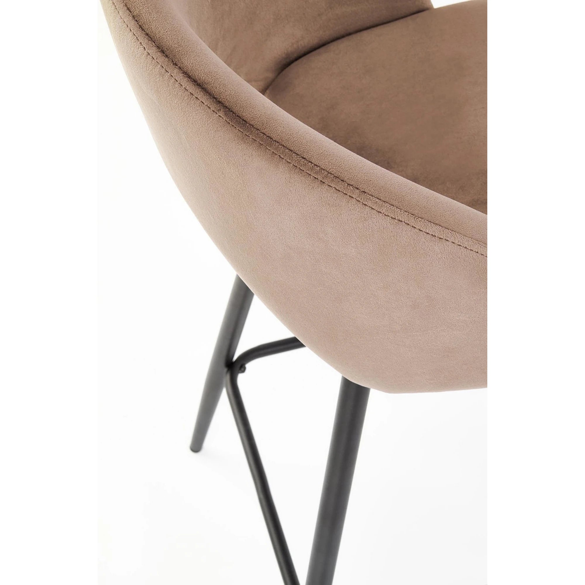 Scaun bar H96, bej/negru, stofa catifelata/otel, 48x49x89 cm