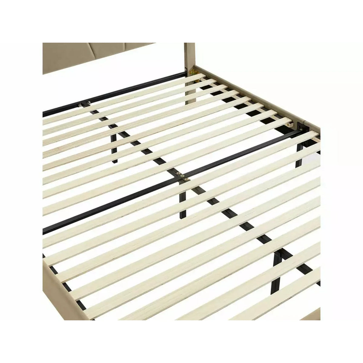 Pat COLUMBIA 140x200, stofa catifelata bej - Bluvel 28, cu somiera si spatiu depozitare