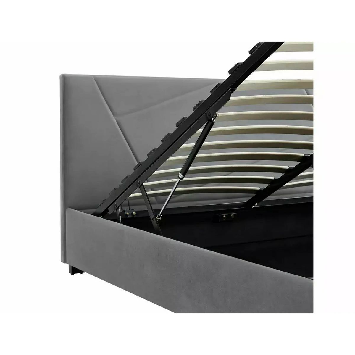 Pat COLUMBIA 160x200, stofa catifelata gri - Tap 192, cu somiera si spatiu depozitare