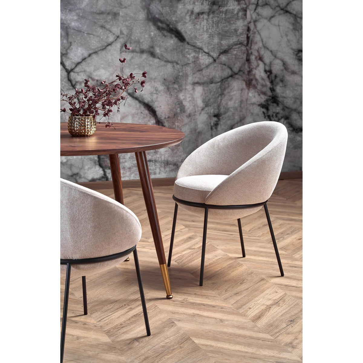 Masa DOMENICO, nuc/auriu, 110x110x76 cm