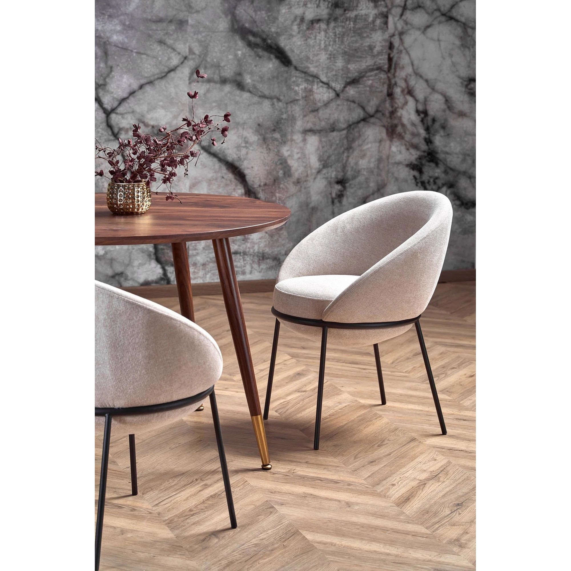 Masa DOMENICO, nuc/auriu, 110x110x76 cm