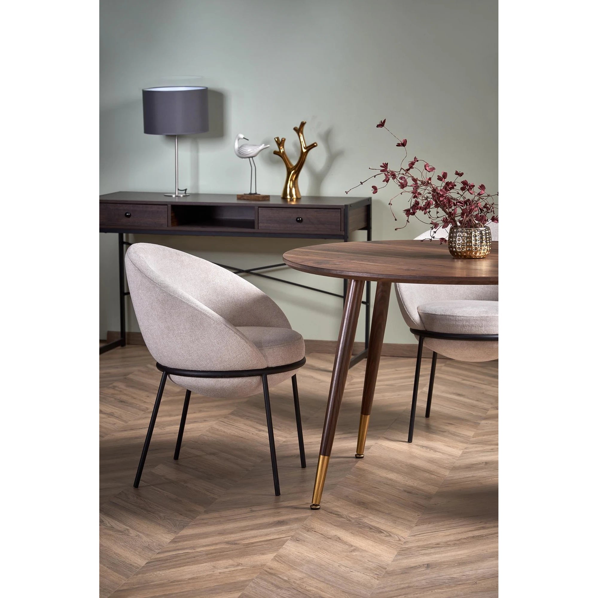 Masa DOMENICO, nuc/auriu, 110x110x76 cm