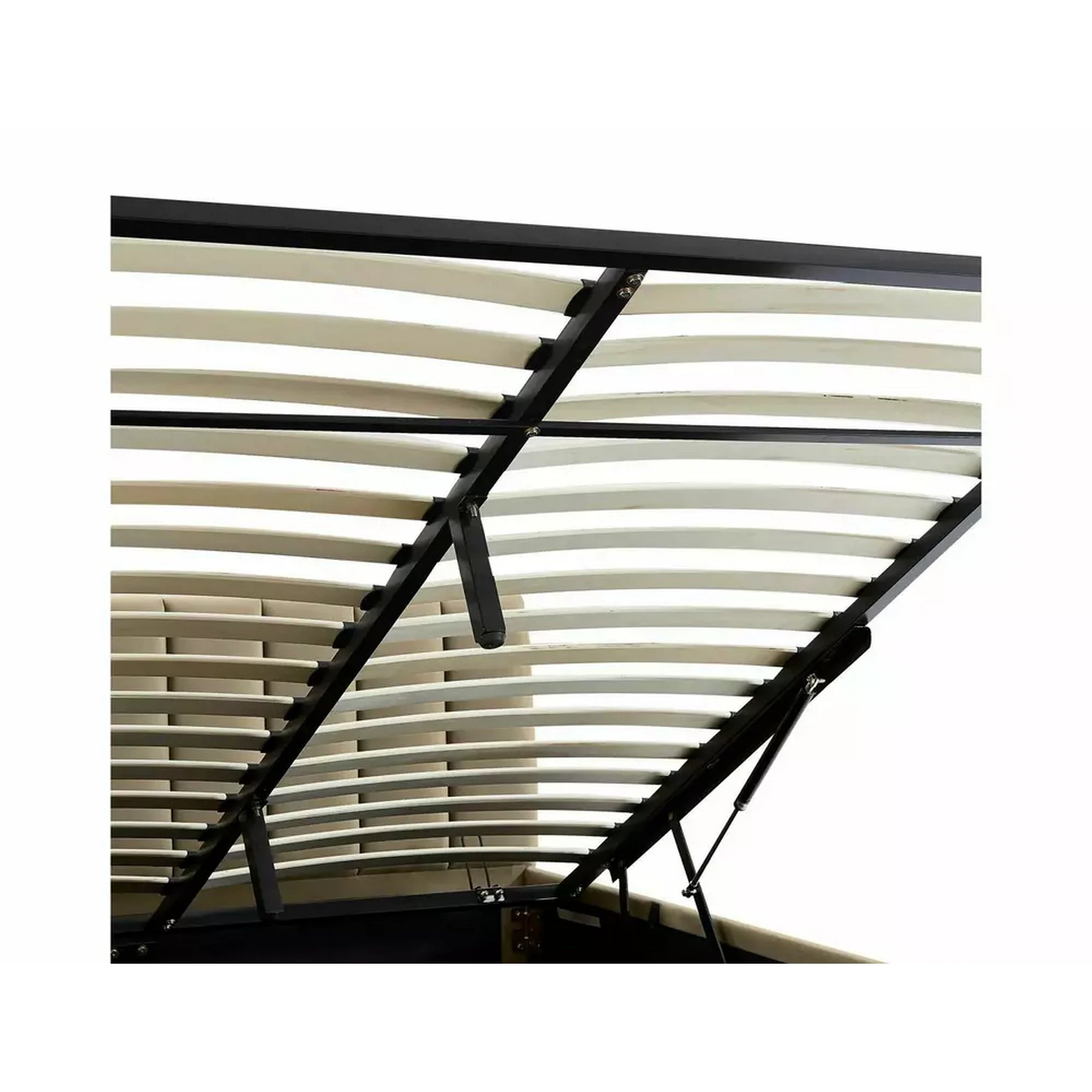 Pat MONTREAL 140x200, stofa catifelata bej - Bluvel 28, cu somiera si spatiu depozitare