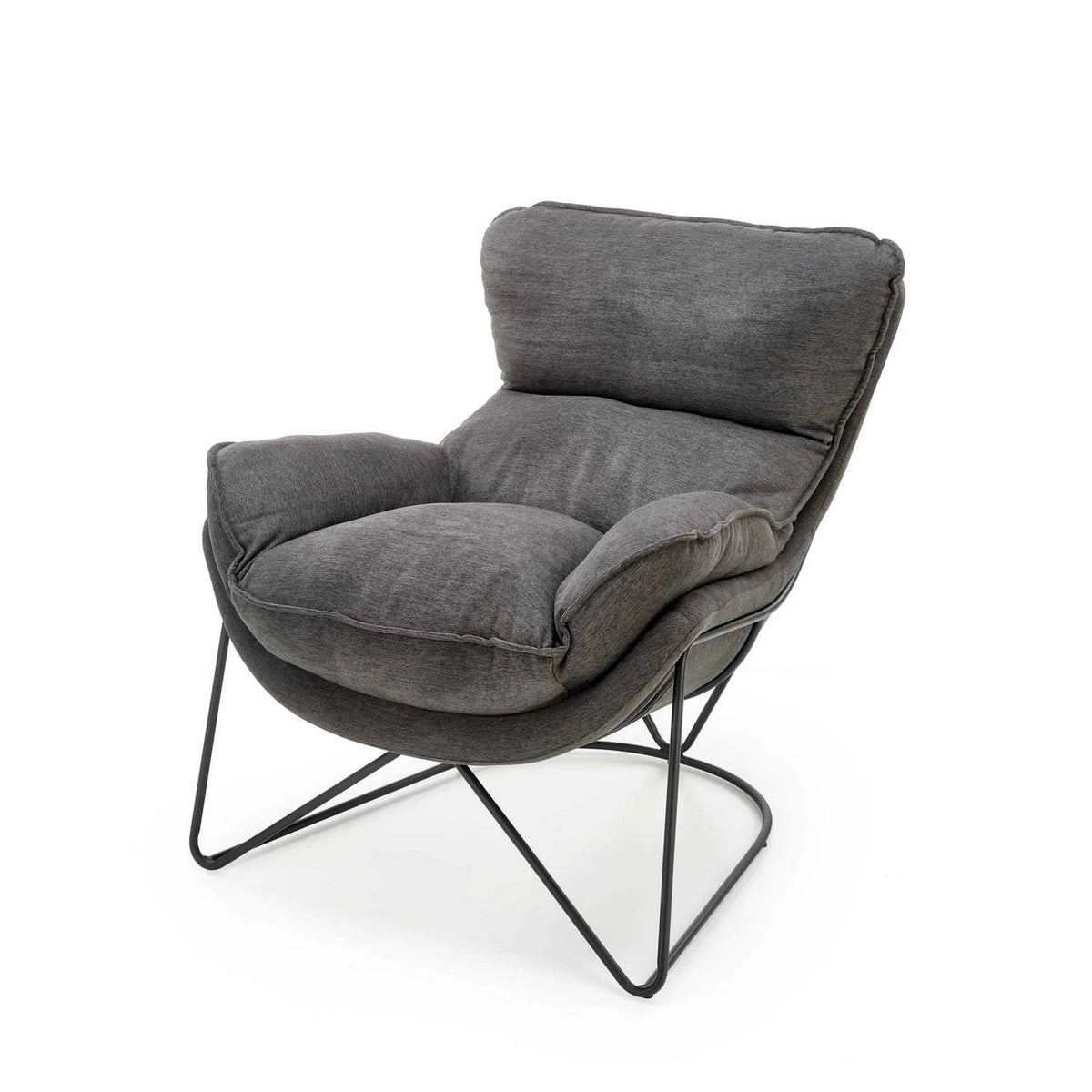 Scaun relaxare living VOLKER, gri, stofa clasica/metal, 75x88x85 cm