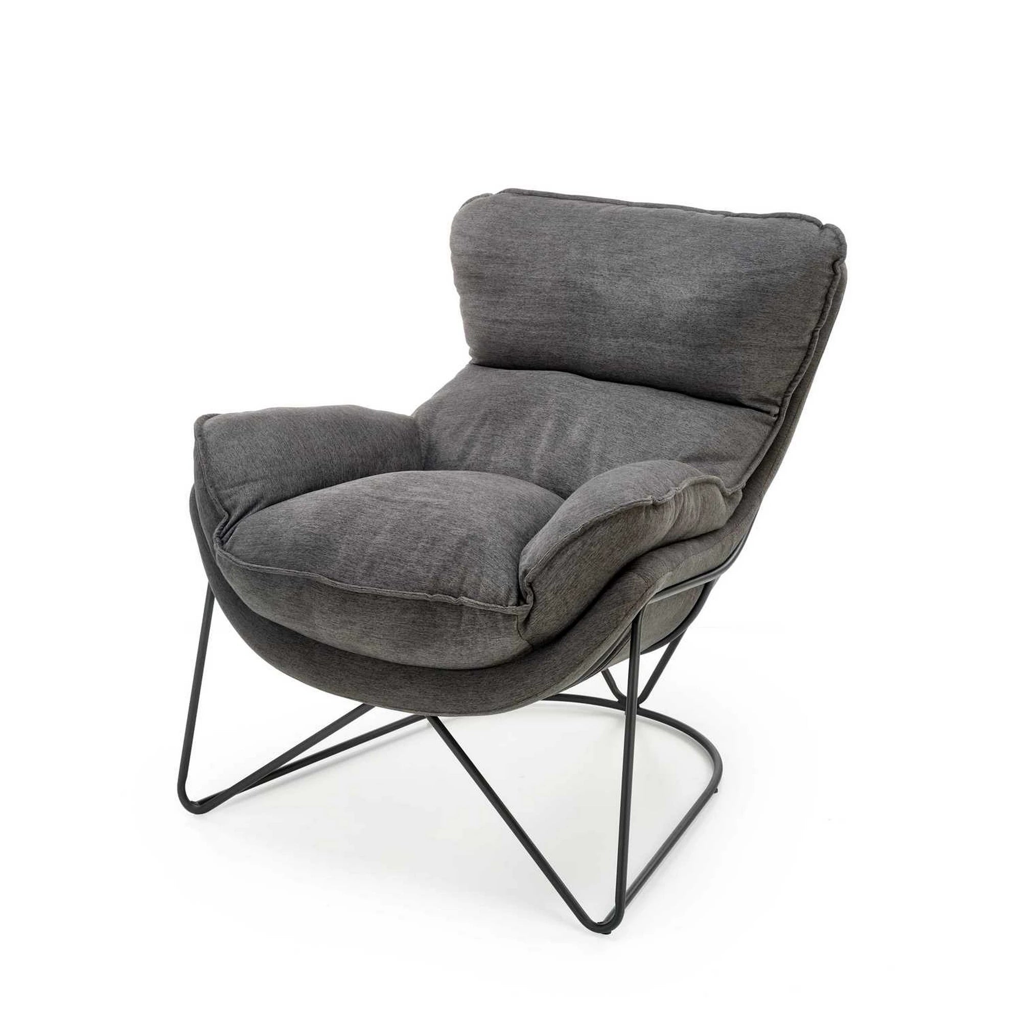 Scaun relaxare living VOLKER, gri, stofa clasica/metal, 75x88x85 cm