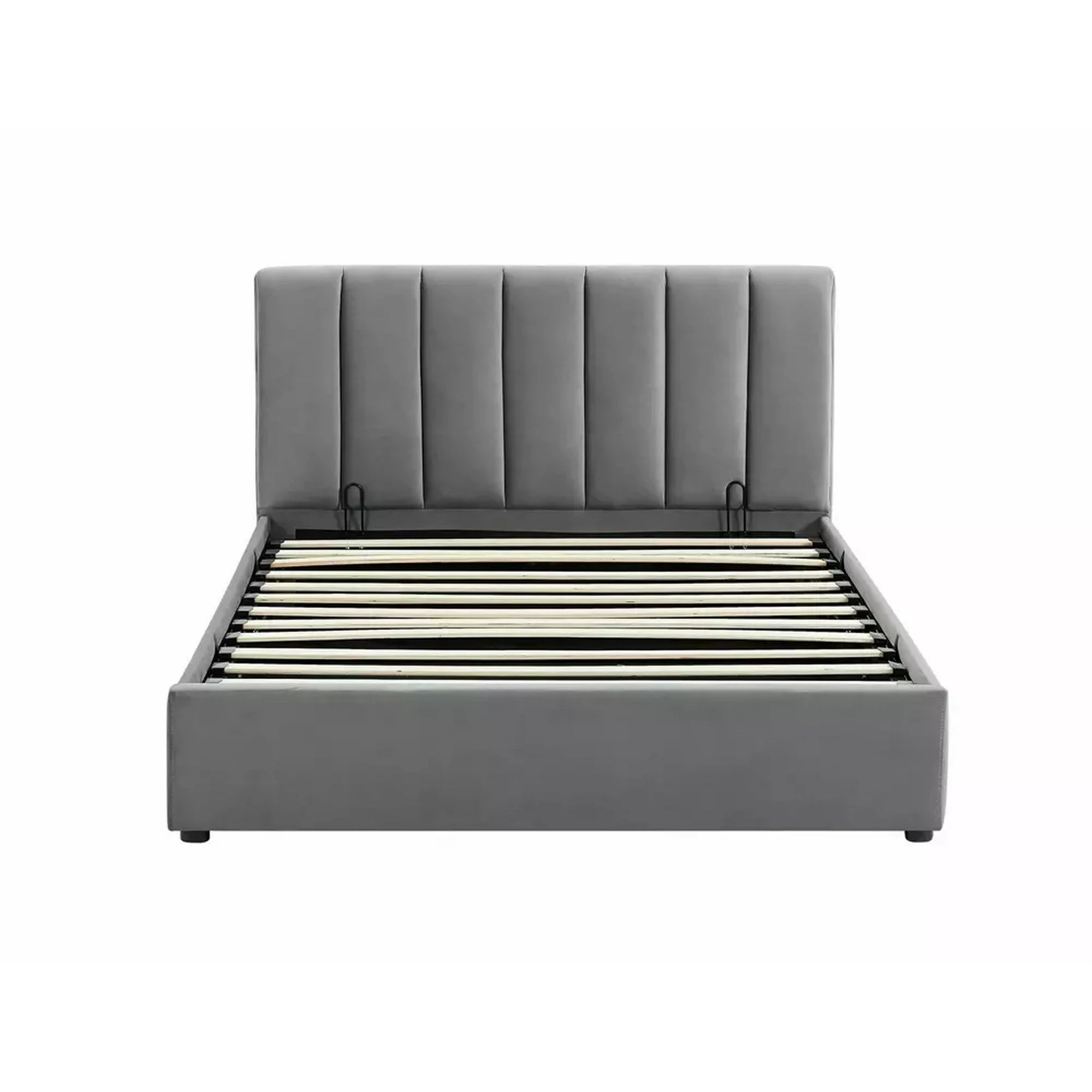 Pat MONTREAL 120x200, stofa catifelata gri - Tap.192 cu somiera si spatiu depozitare