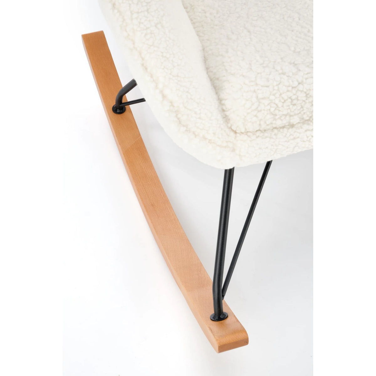 Fotoliu LIBERTO 2, crem/negru, stofa buclata/lemn, 72x100x106 cm