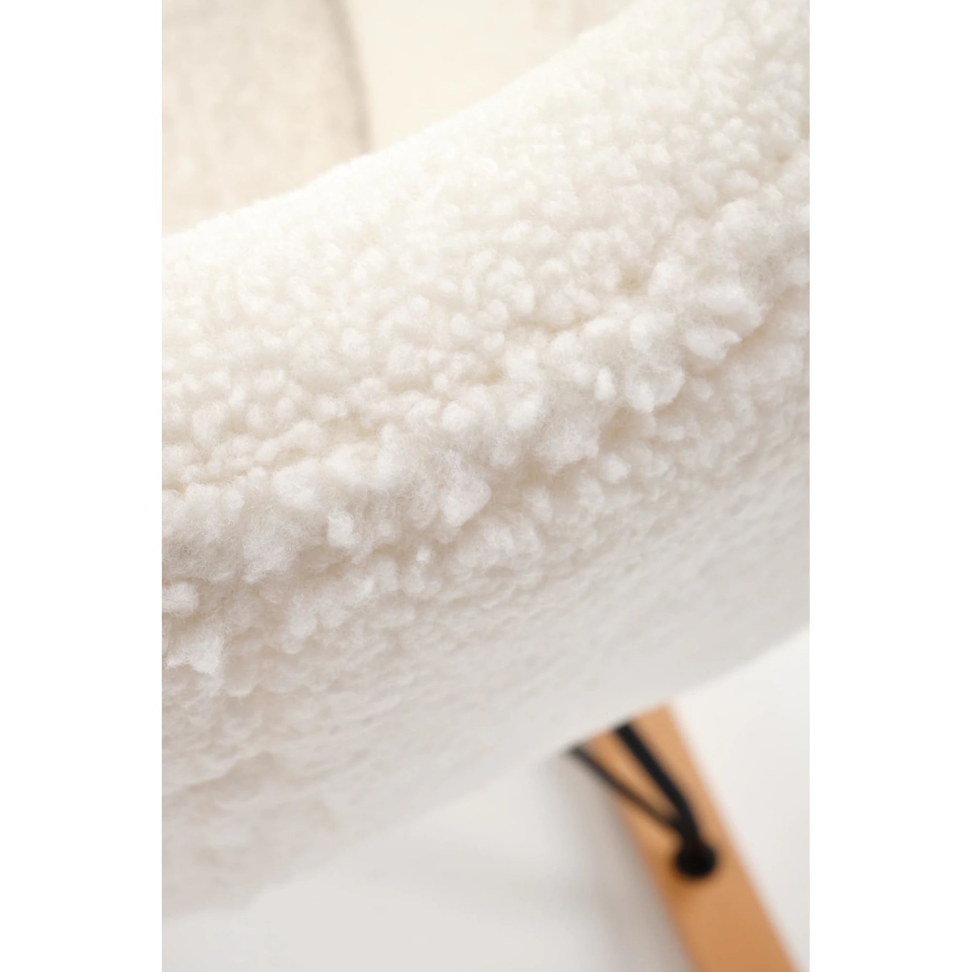 Fotoliu LIBERTO 2, crem/negru, stofa buclata/lemn, 72x100x106 cm