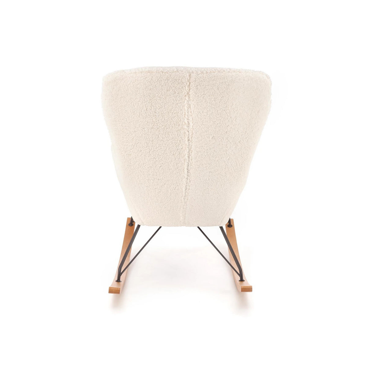 Fotoliu LIBERTO 2, crem/negru, stofa buclata/lemn, 72x100x106 cm