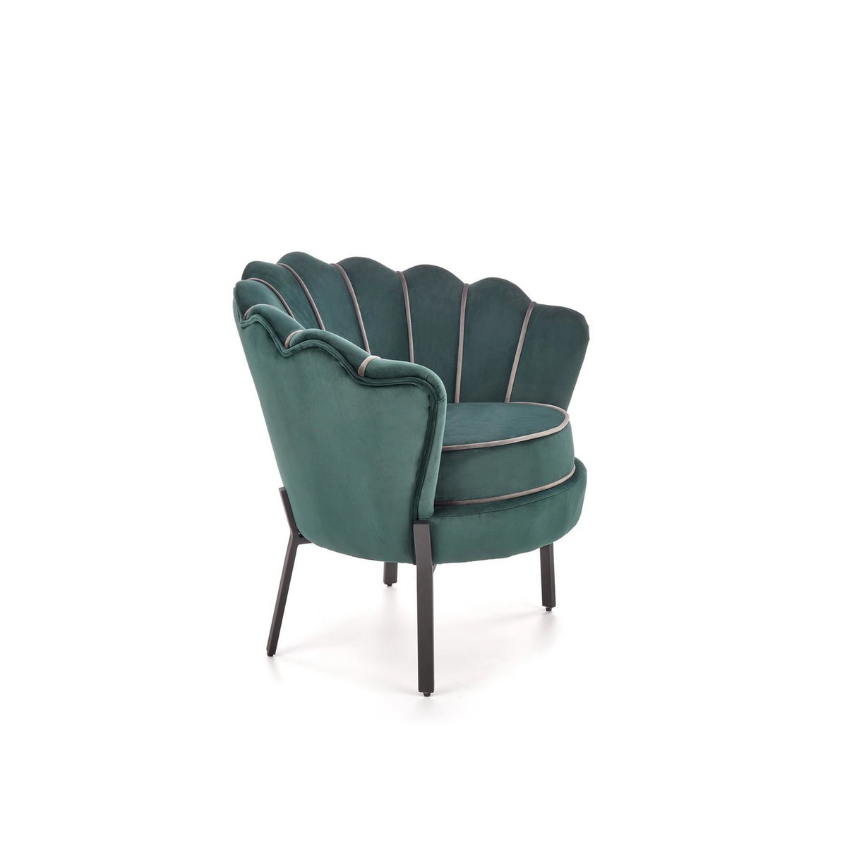 Fotoliu ANGELO, verde/negru, stofa catifelata/otel, 73x73x75 cm