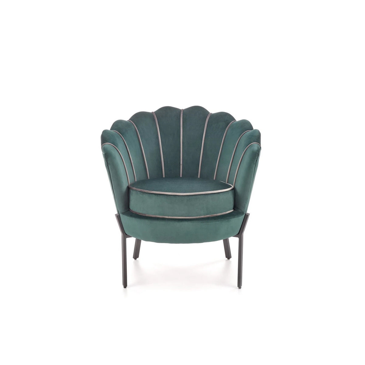 Fotoliu ANGELO, verde/negru, stofa catifelata/otel, 73x73x75 cm