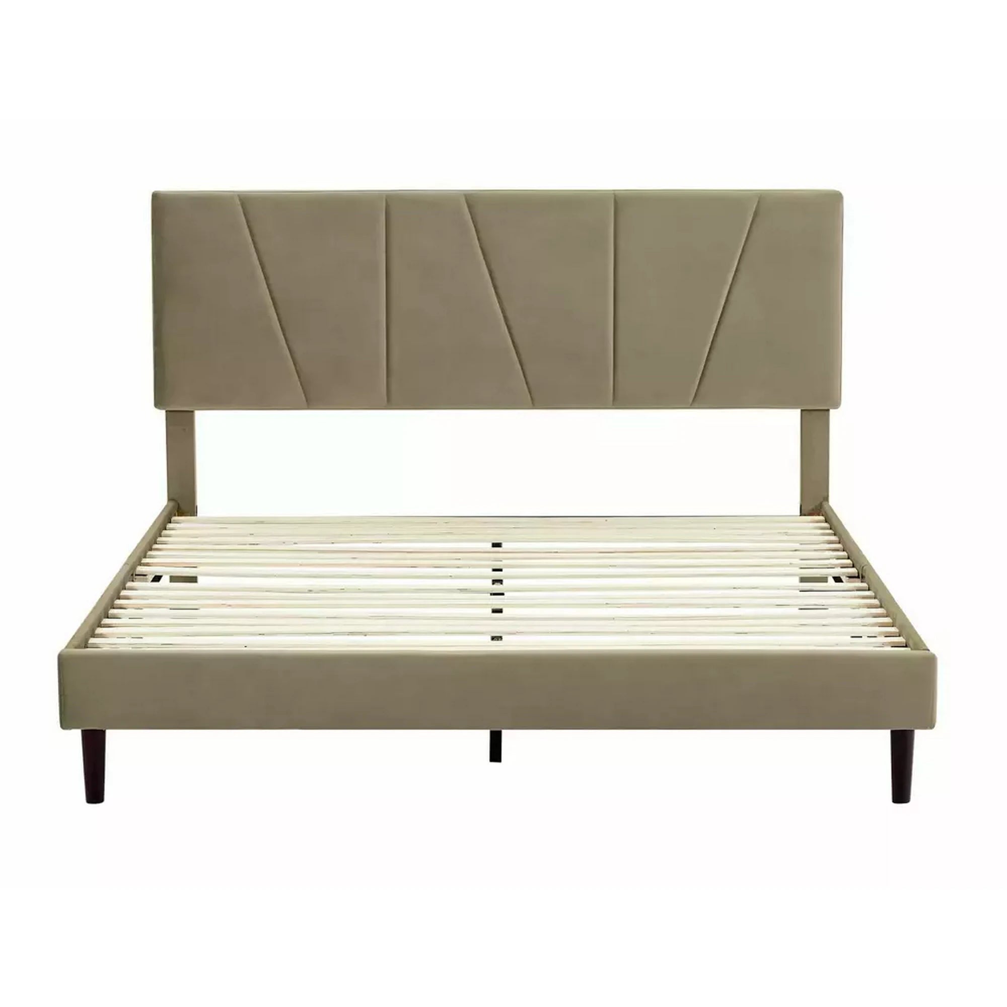Pat SAVANA 160x200, stofa catifelata bej - Bluvel 28, cu suport saltea