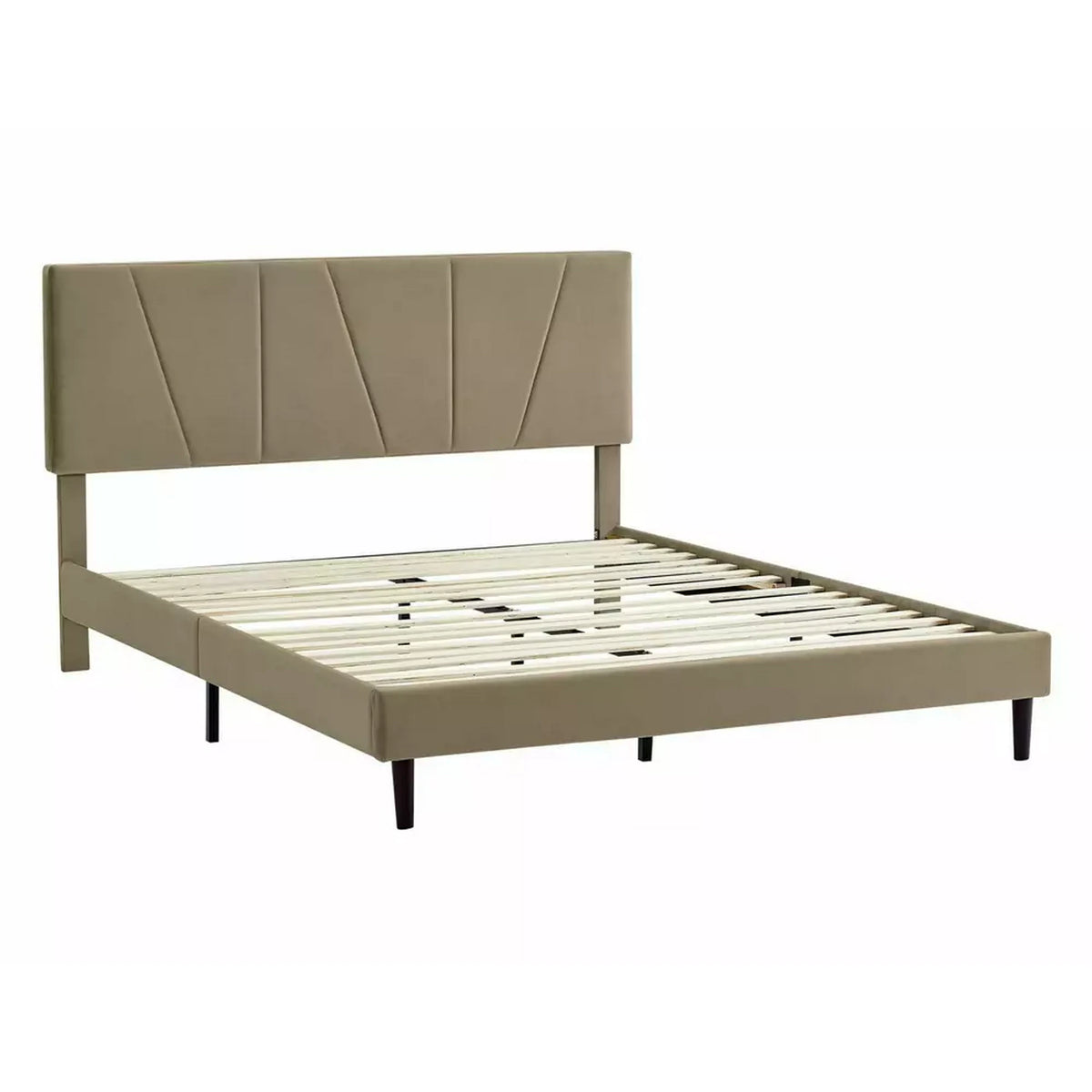 Pat SAVANA 160x200, stofa catifelata bej - Bluvel 28, cu suport saltea