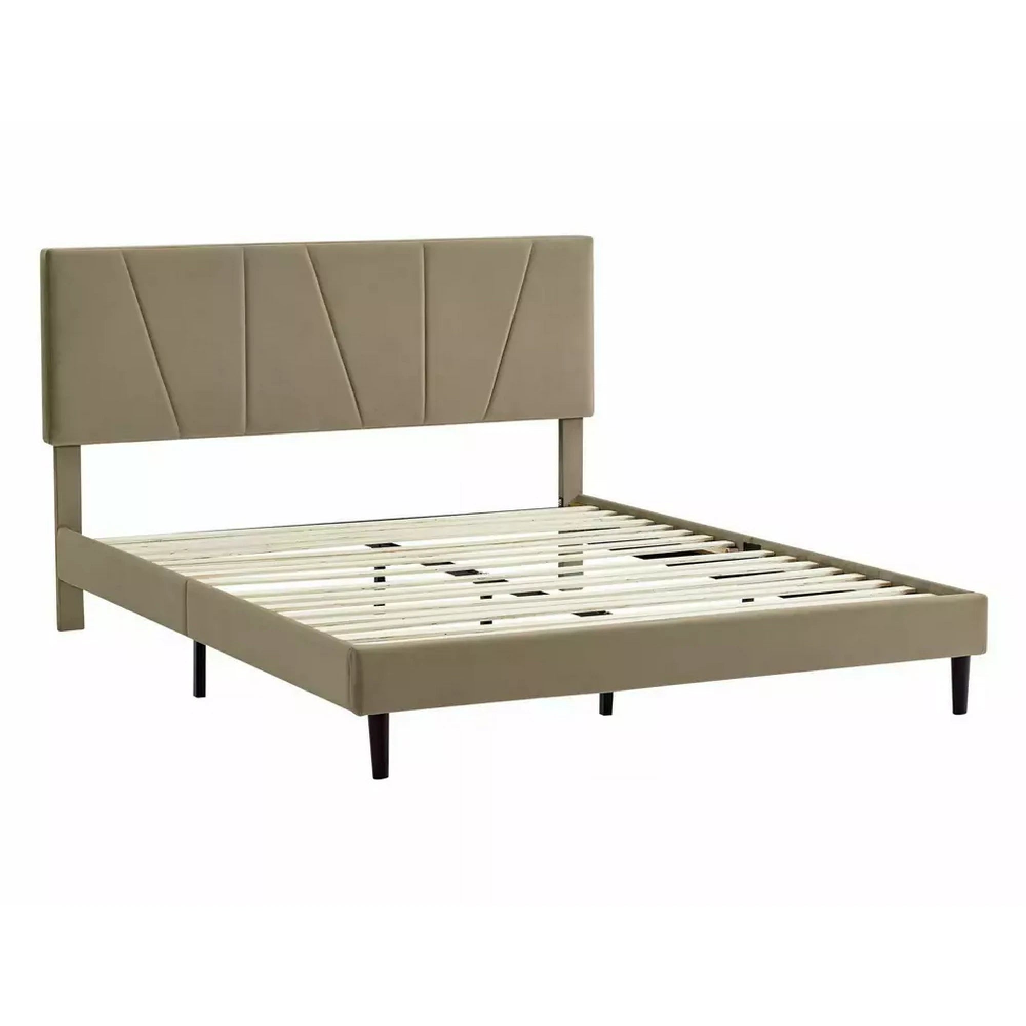Pat SAVANA 160x200, stofa catifelata bej - Bluvel 28, cu suport saltea