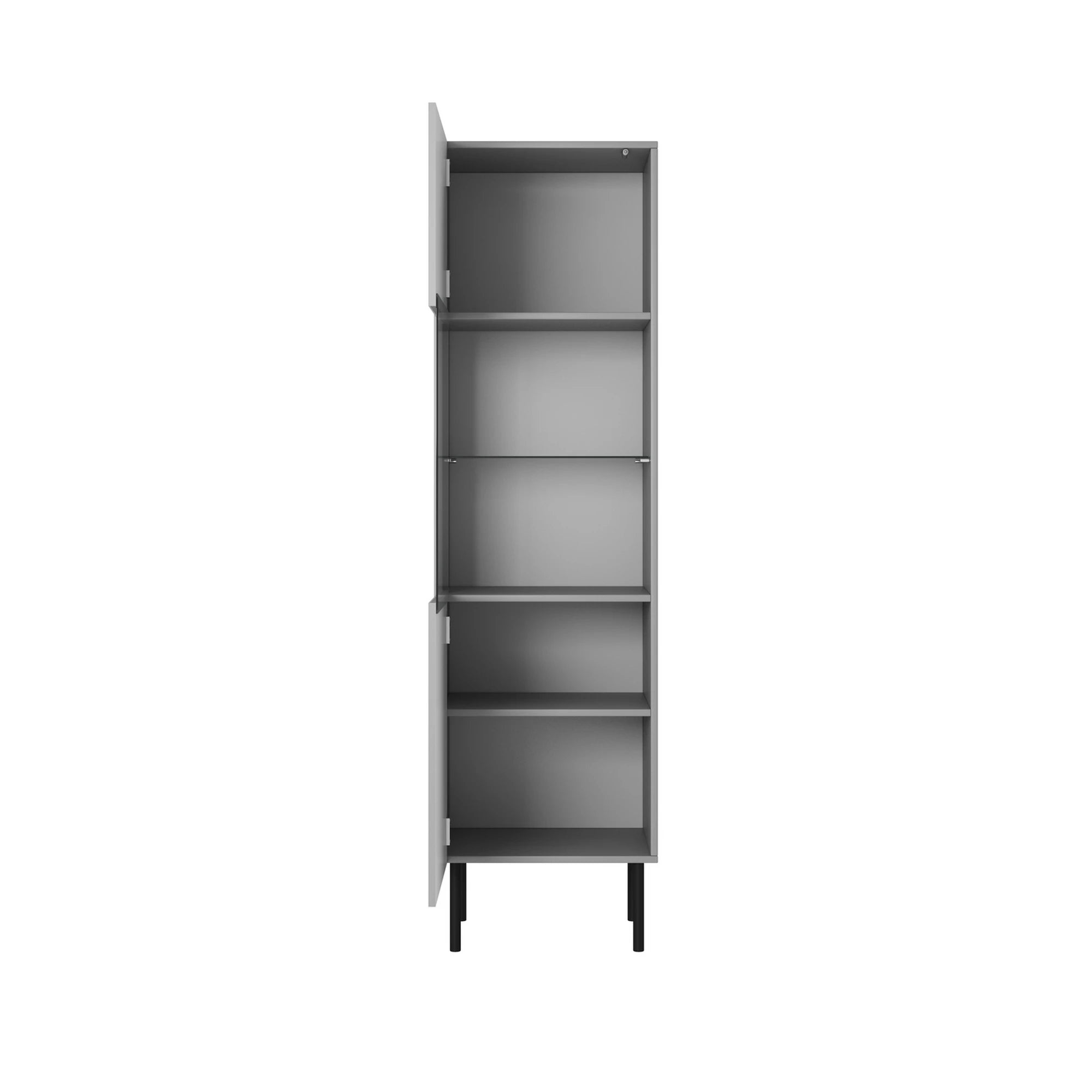 Vitrina ASENSIO, gri mat, PAL/metal, 50x42x180 cm