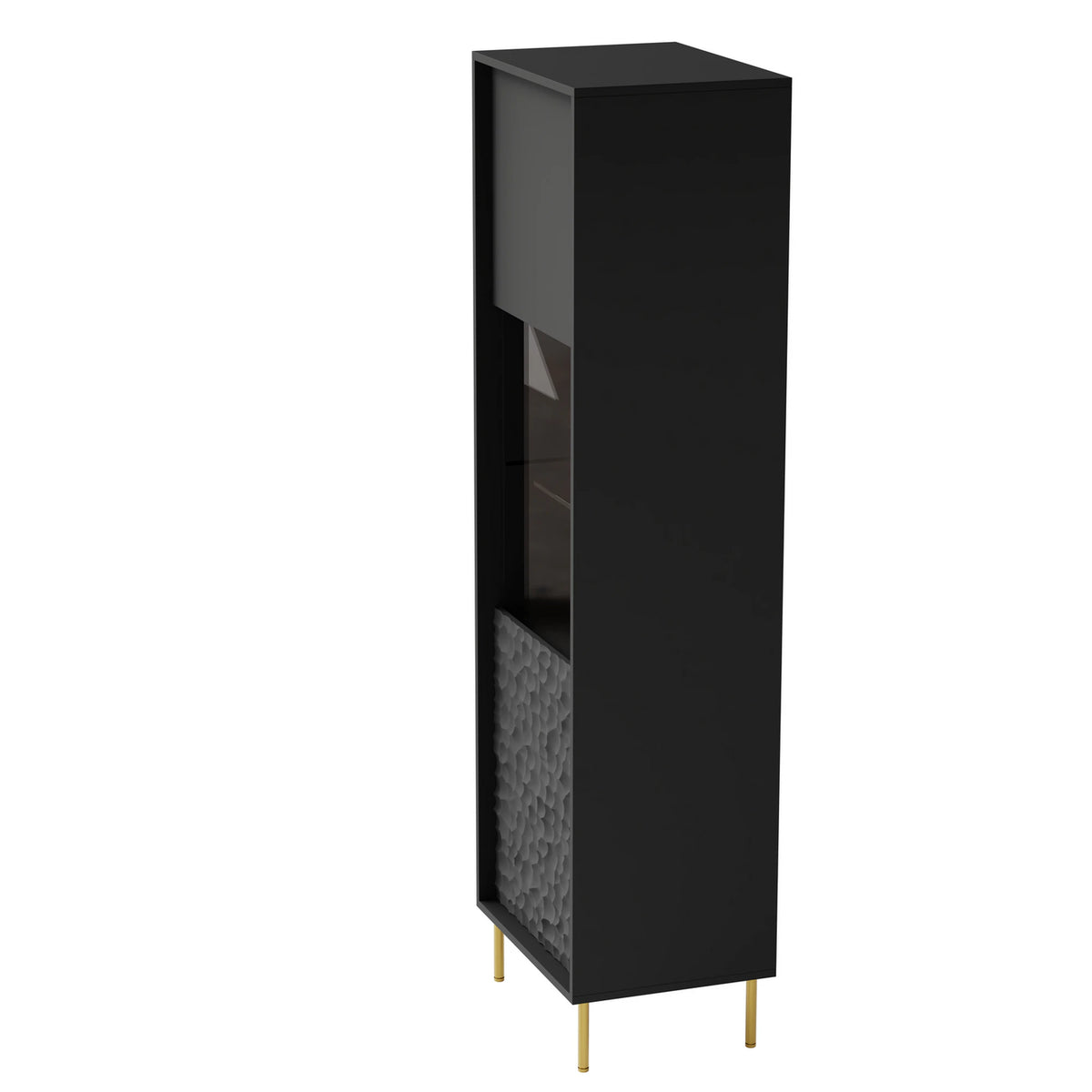 Vitrina BULLET, negru mat, PAL, 55x41x185 cm