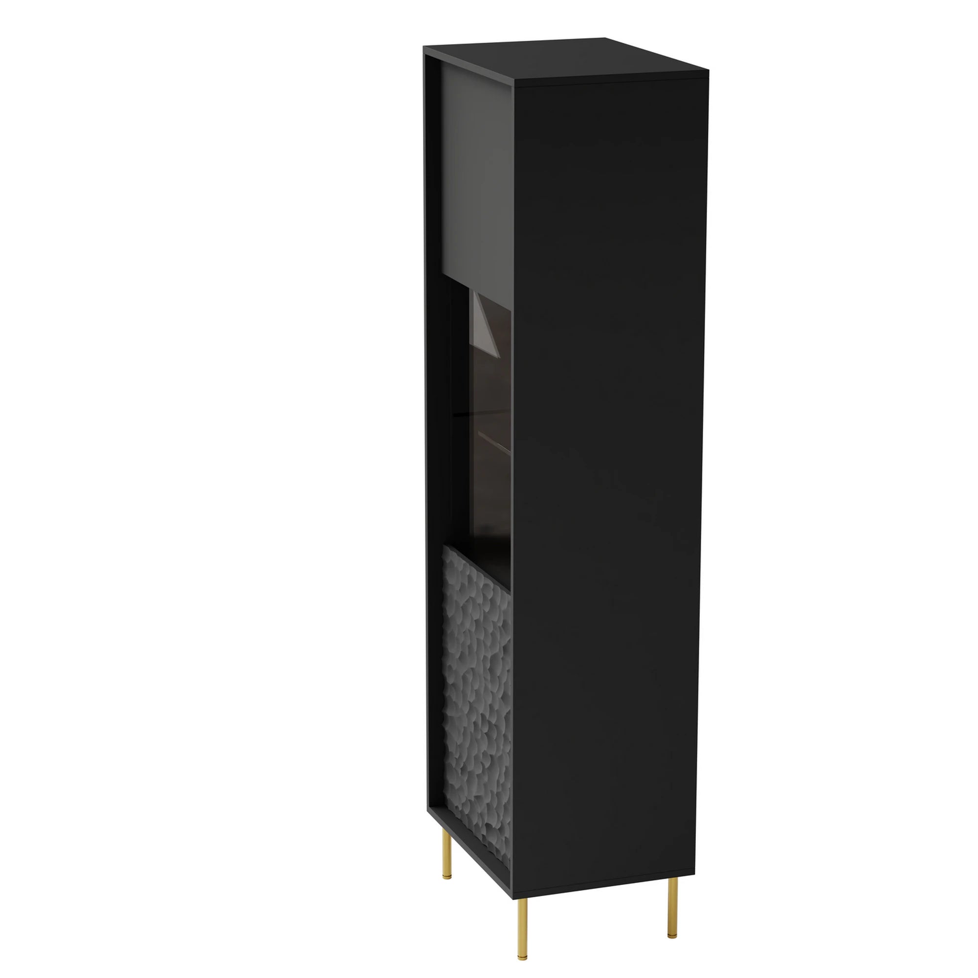 Vitrina BULLET, negru mat, PAL, 55x41x185 cm