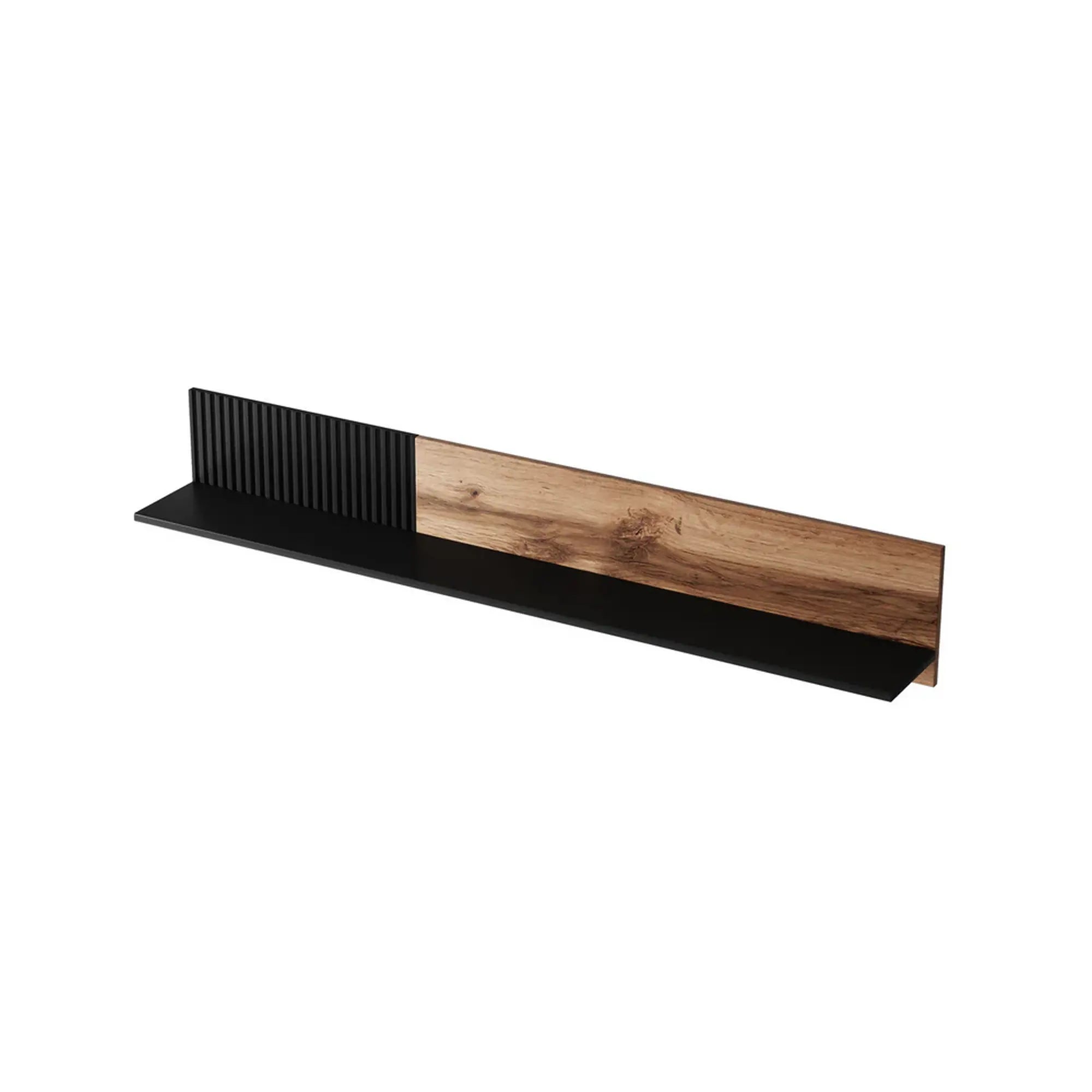 Polita RANDOM, stejar wotan/negru, PAL, 150x20x25 cm