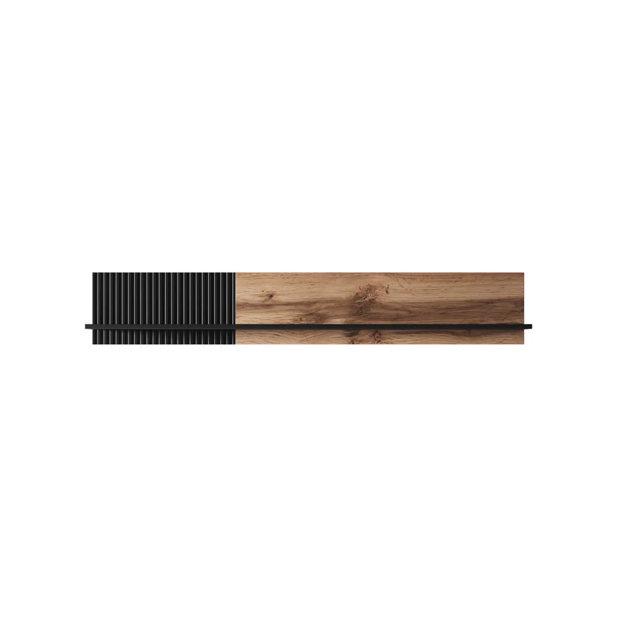Polita RANDOM, stejar wotan/negru, PAL, 150x20x25 cm