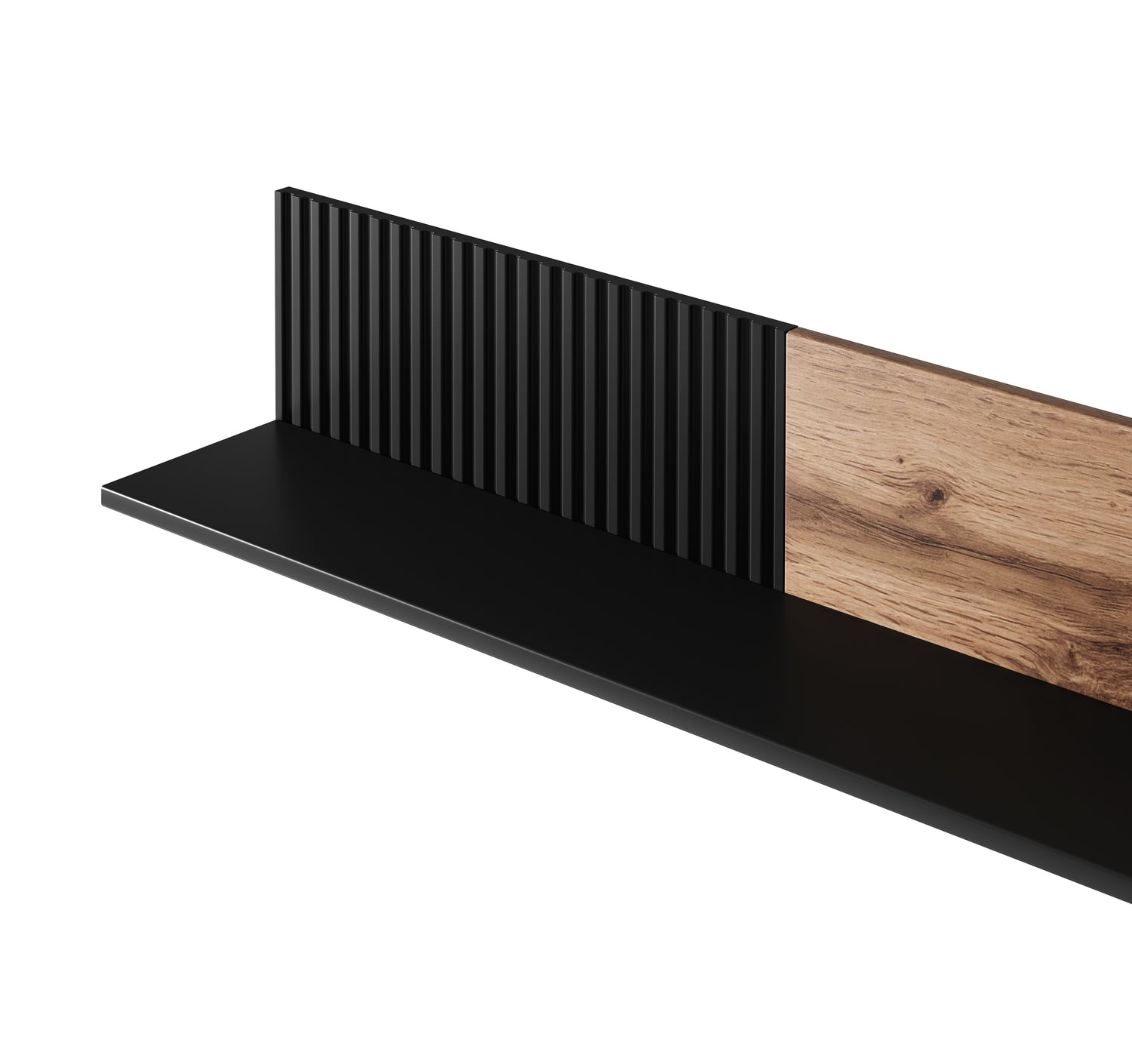 Polita RANDOM, stejar wotan/negru, PAL, 150x20x25 cm