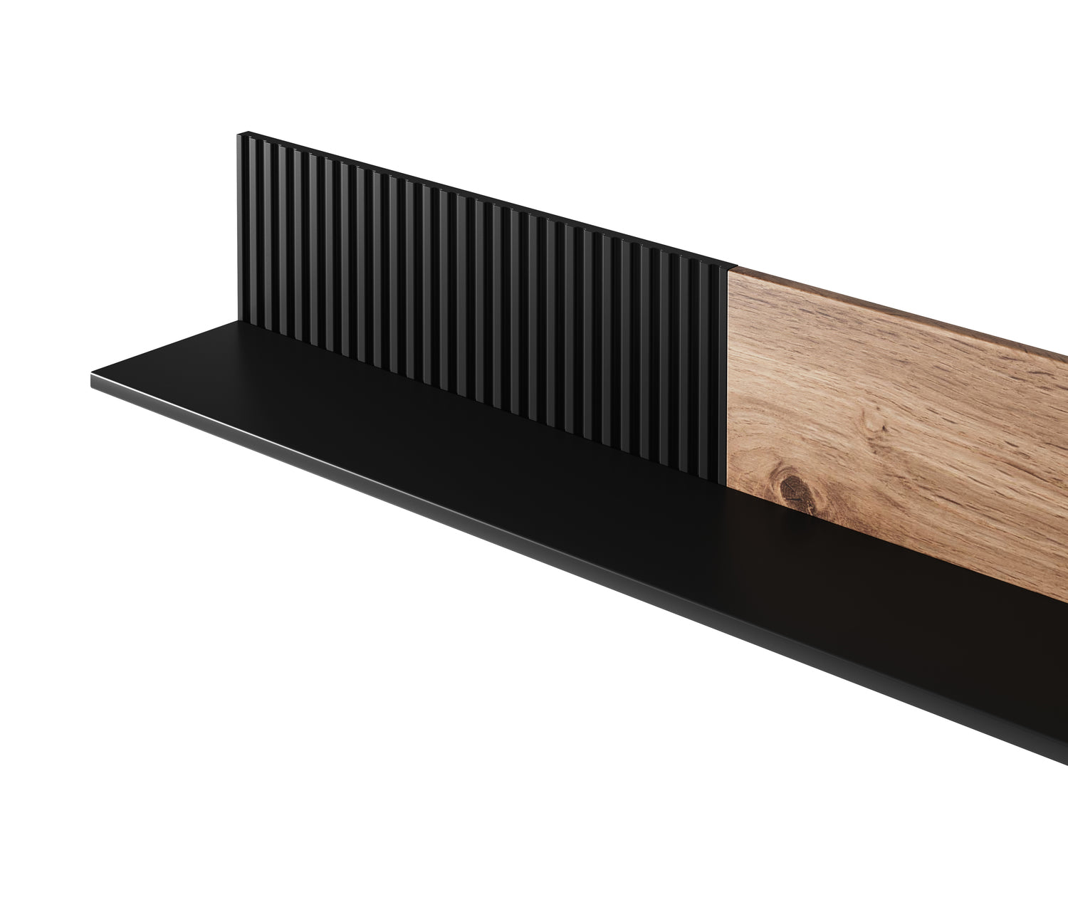 Polita RANDOM, stejar wotan/negru, PAL, 180x20x25 cm