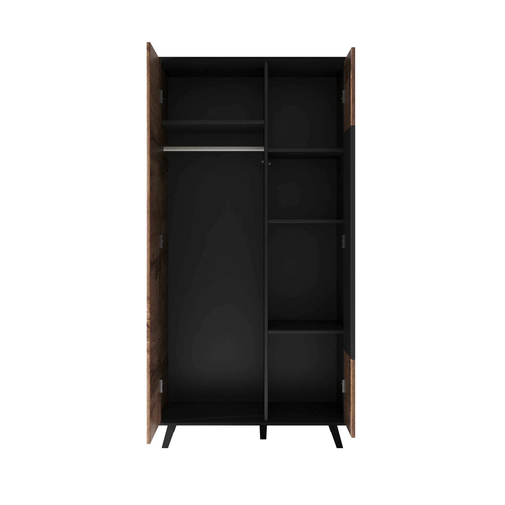 Dulap RANDOM, stejar wotan/negru, PAL furniruit, cu 2 usi, 90x55x182 cm