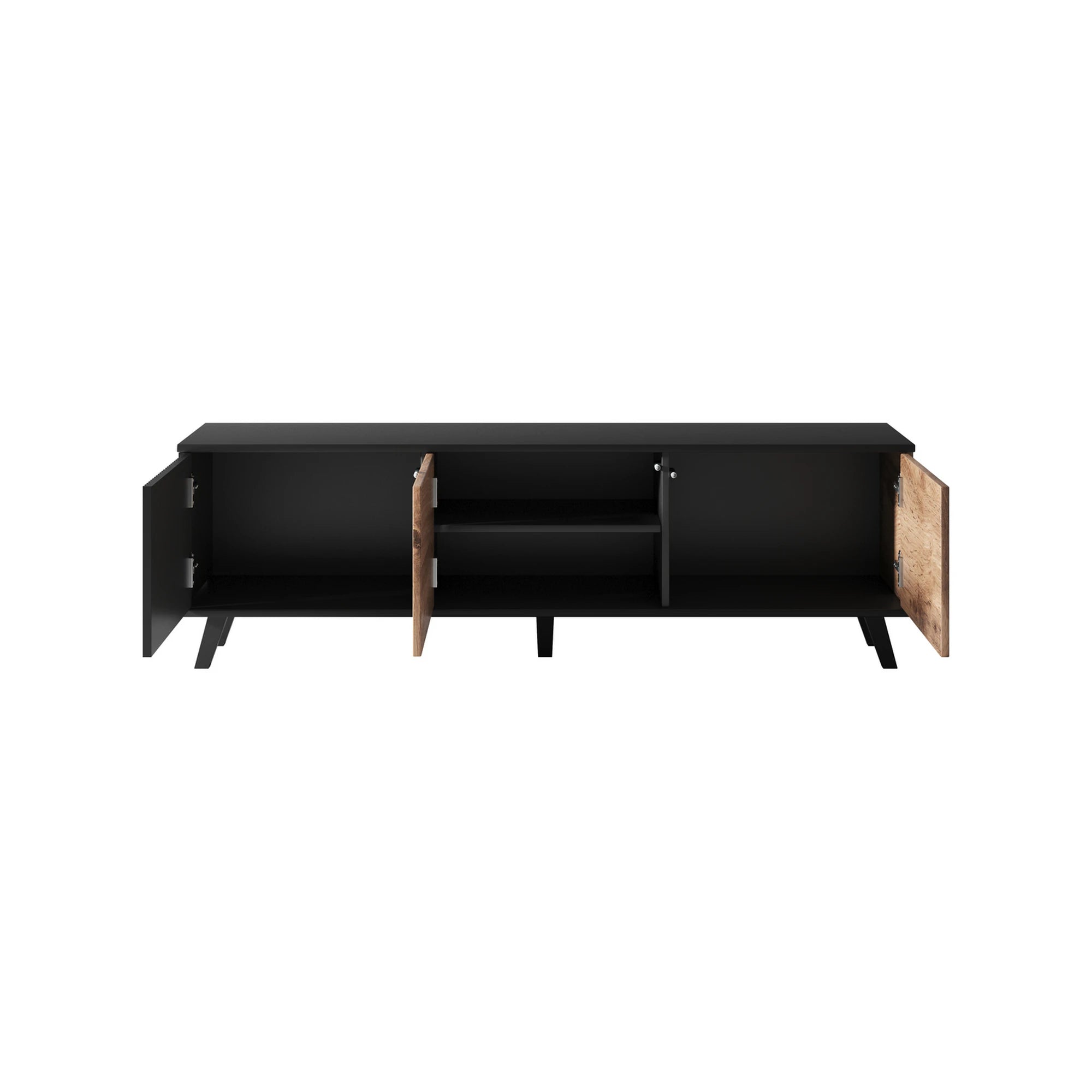 Comoda TV RANDOM , stejar wotan/negru, PAL furniruit, 150x40x47 cm