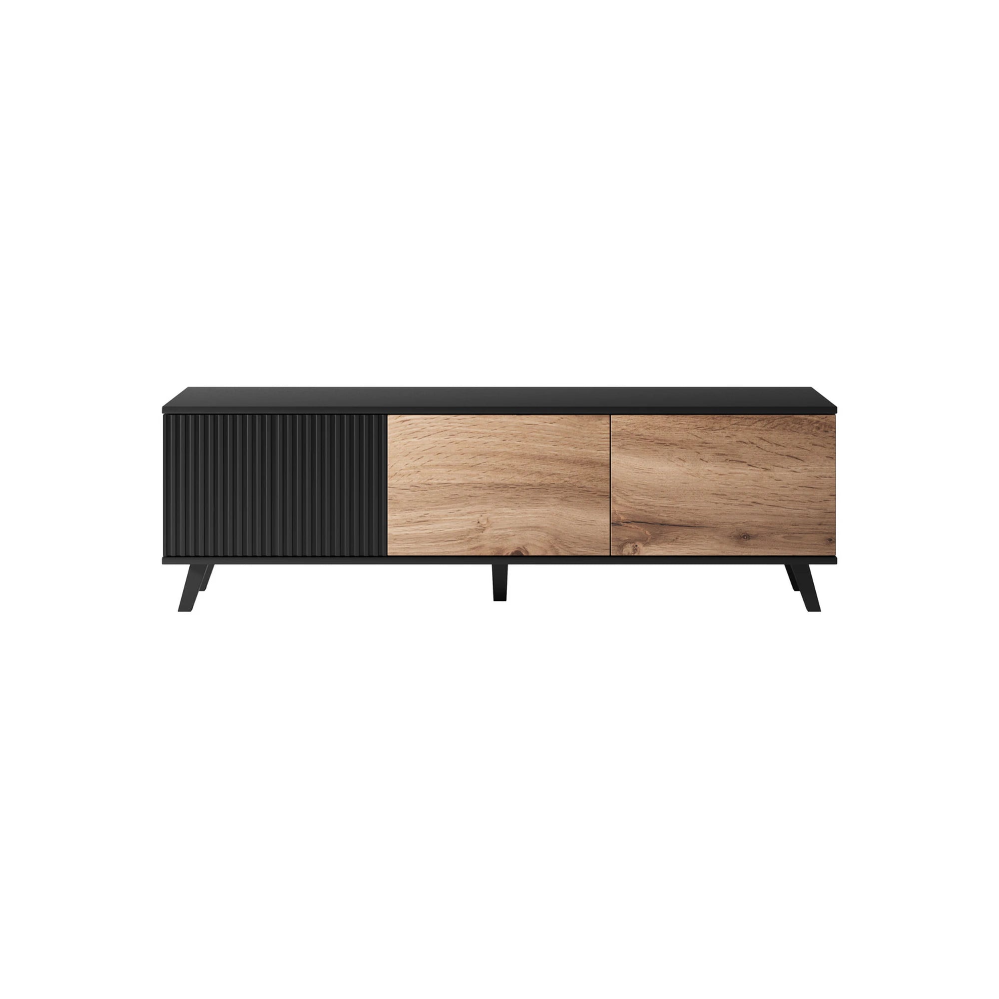 Comoda TV RANDOM , stejar wotan/negru, PAL furniruit, 150x40x47 cm