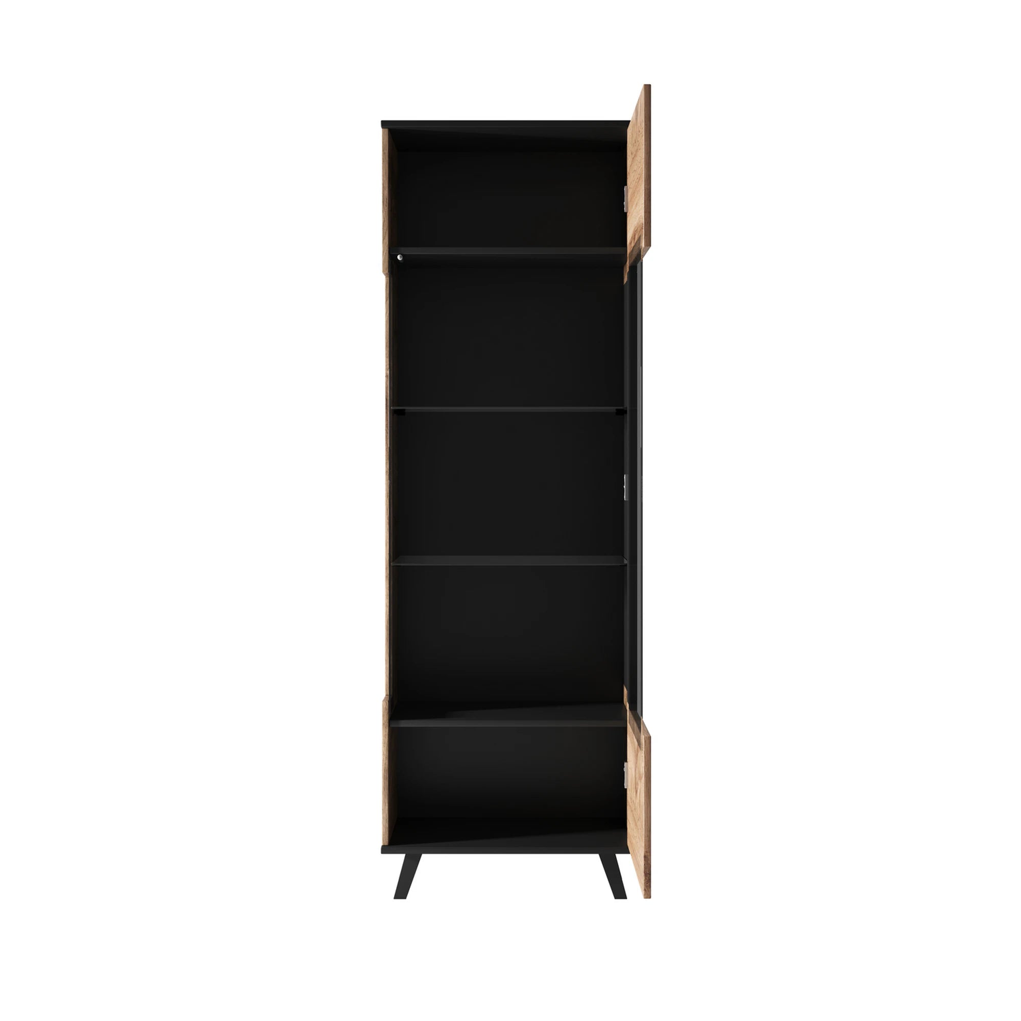 Vitrina RANDOM, stejar wotan/negru, PAL furniruit/polipropilena, 60x40x182 cm