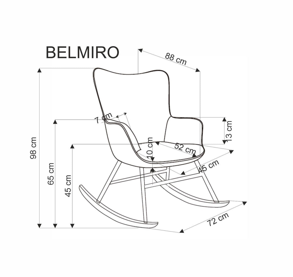 Fotoliu balansoar BELMIRO, stofa catifelata verde olive - Hyper 75, 72x88x98 cm