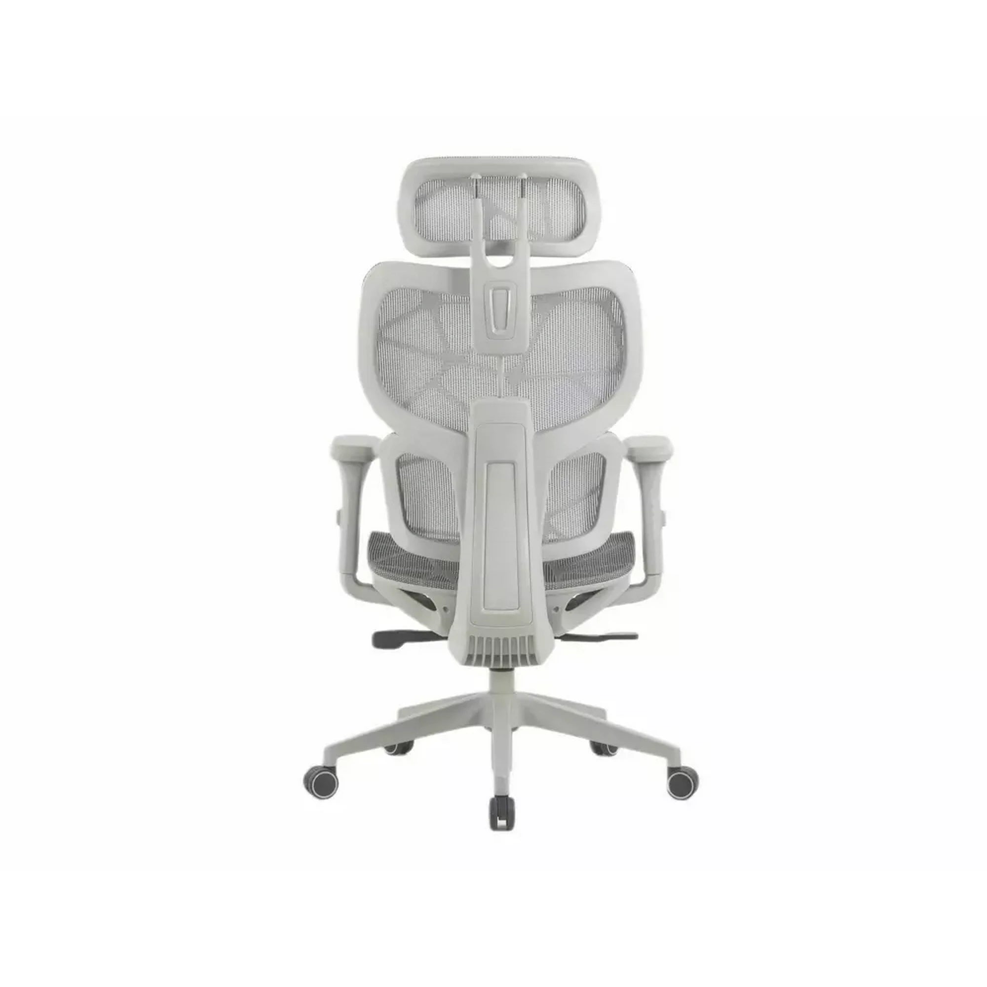 Scaun birou DEVON, gri/alb, plasa/metal, 68x50x119/129 cm