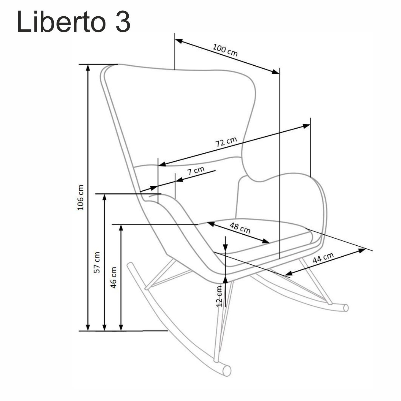 Fotoliu LIBERTO 3, alb/negru, stofa buclata, 72x100x106 cm