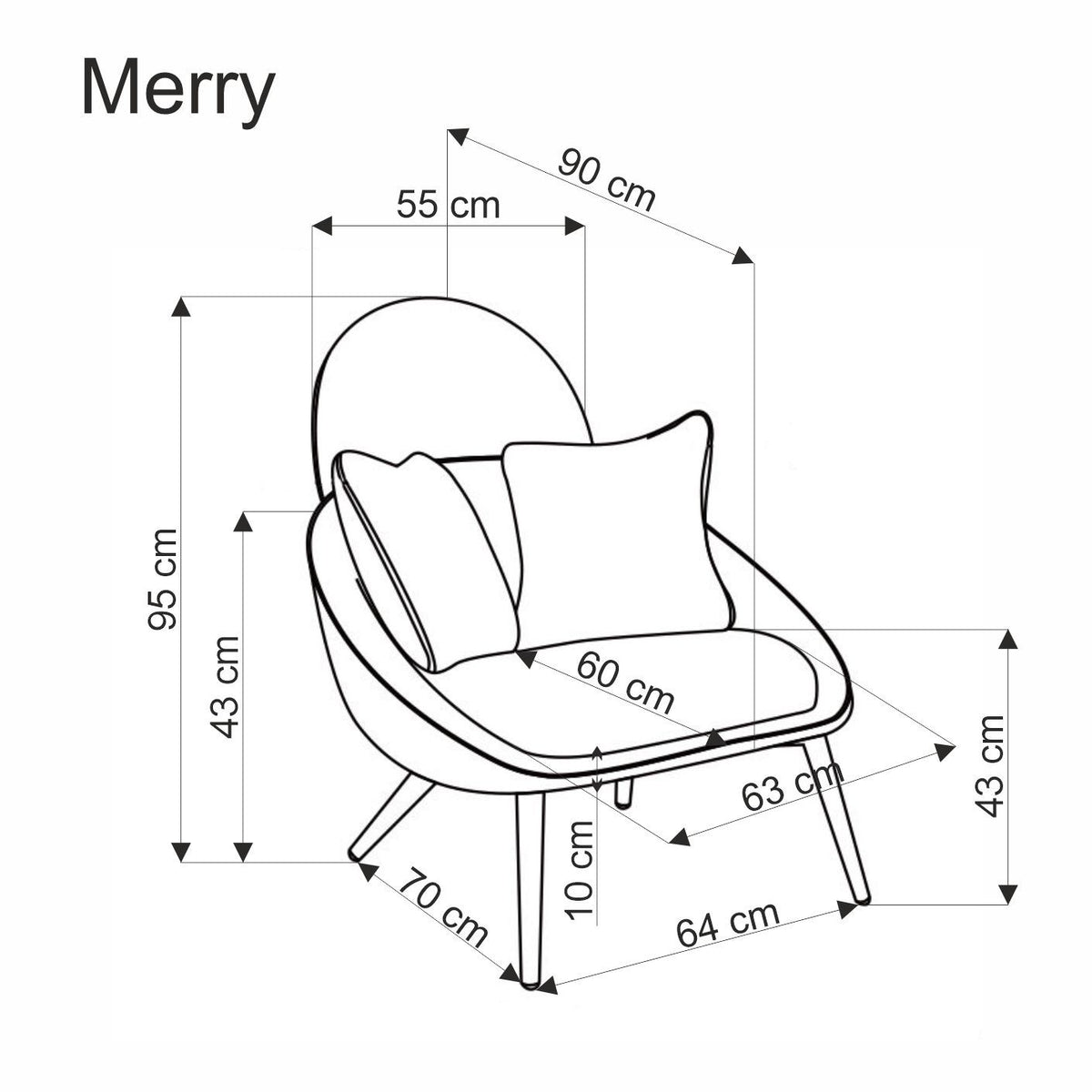 Fotoliu MERRY, gri, stofa/otel, 80x90x95 cm