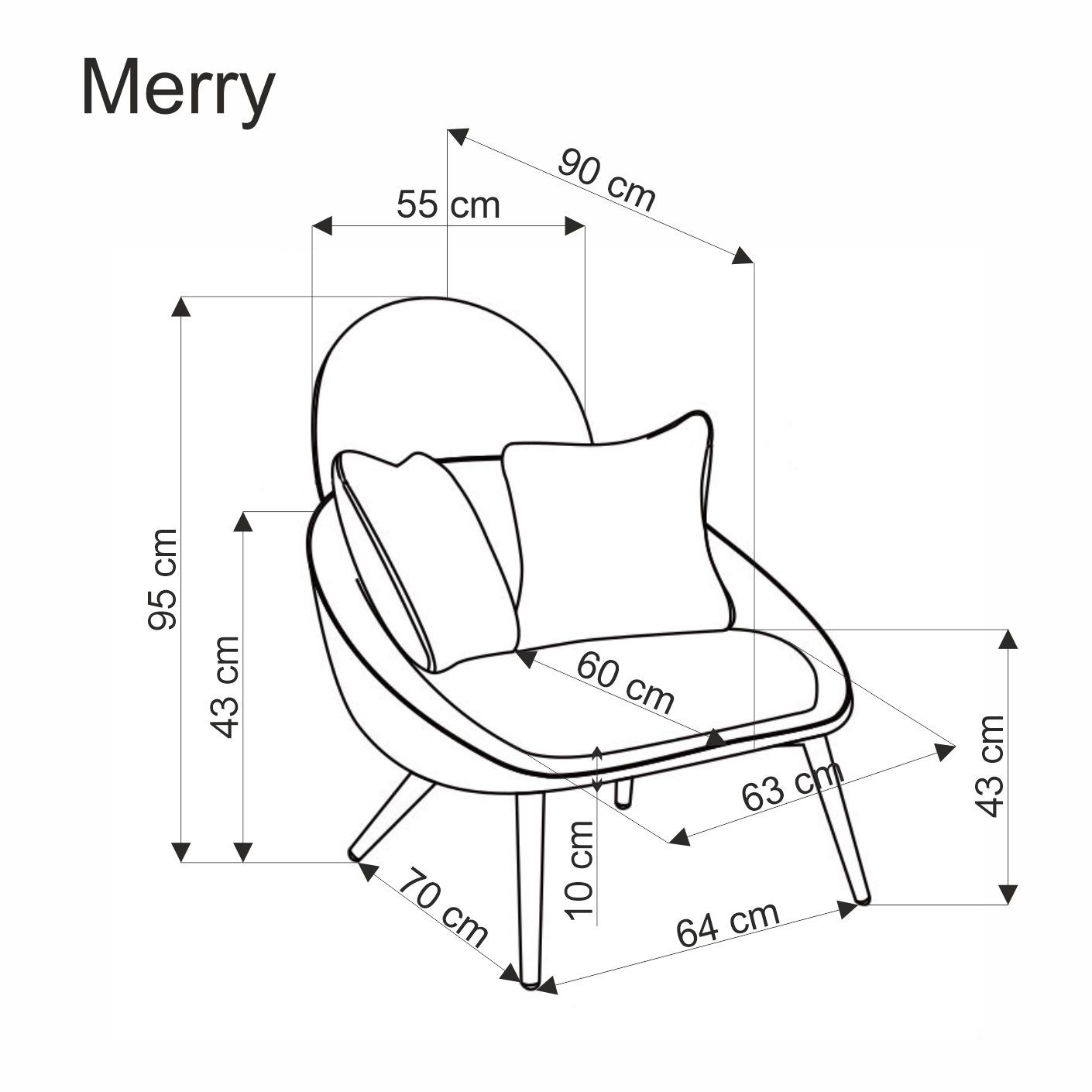 Fotoliu MERRY, gri, stofa/otel, 80x90x95 cm