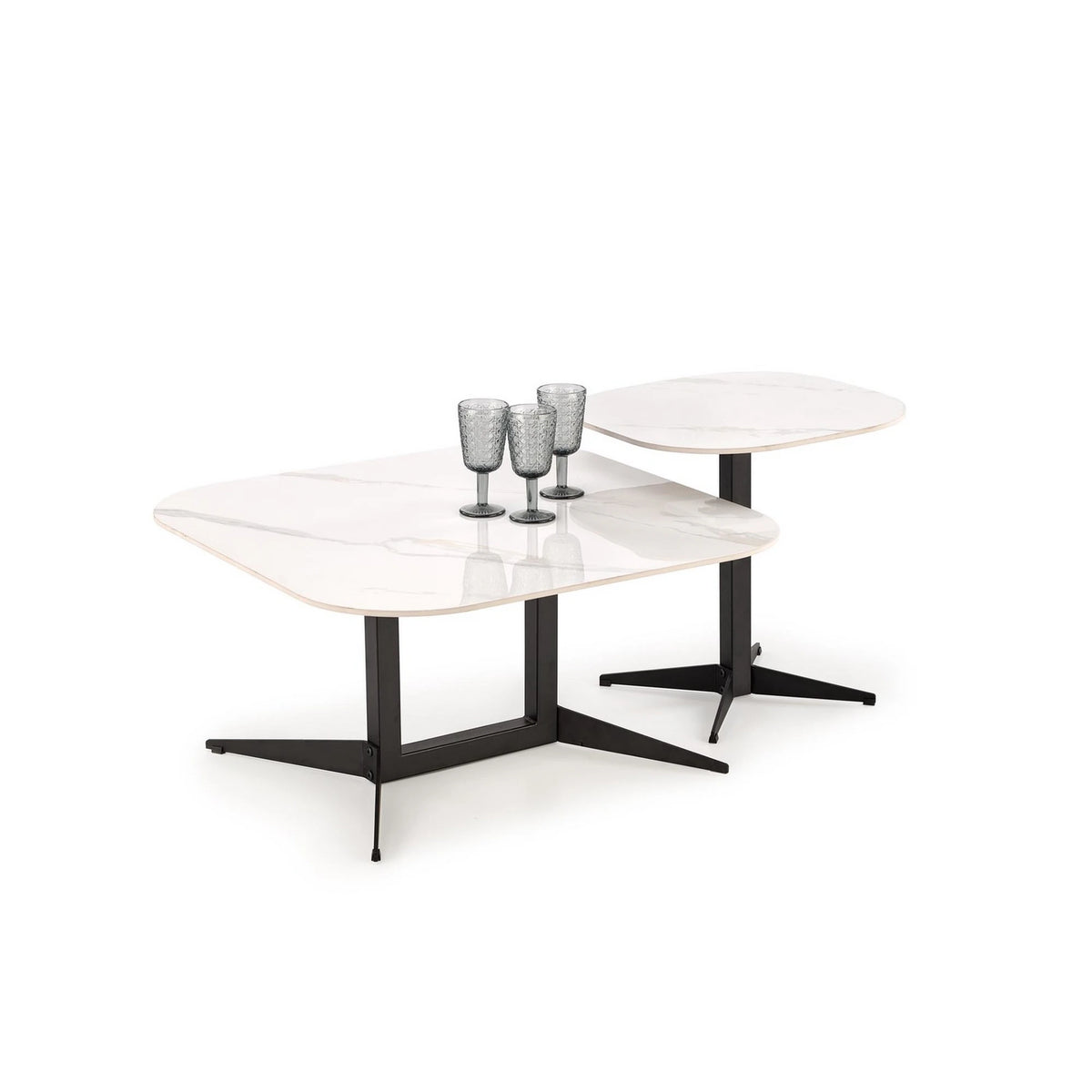 Masuta BORNA S, alb/negru, ceramica/metal, 50x50x50 cm