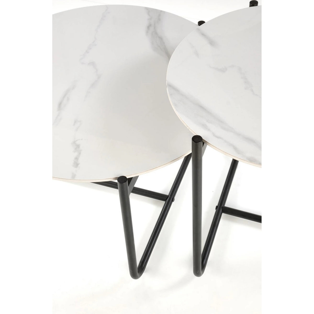 Masuta ACUNA, alb/negru, ceramica/metal, 60x60x40 cm