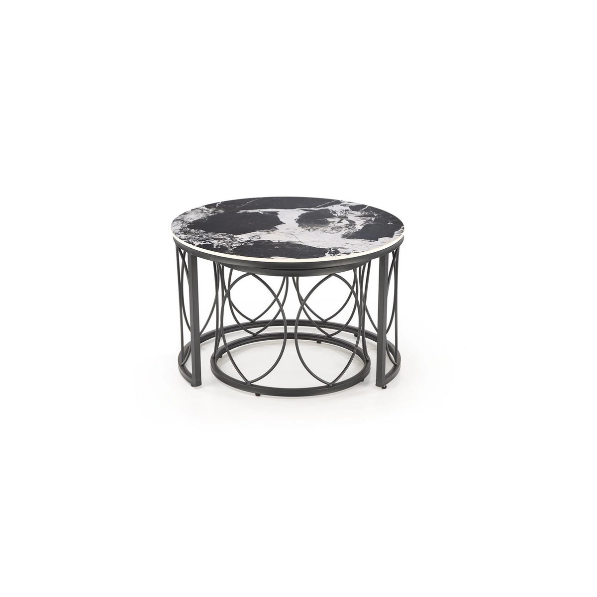 Set 2 masute ALEXANDRA, negru, ceramica/metal, 70x47/50x41 cm