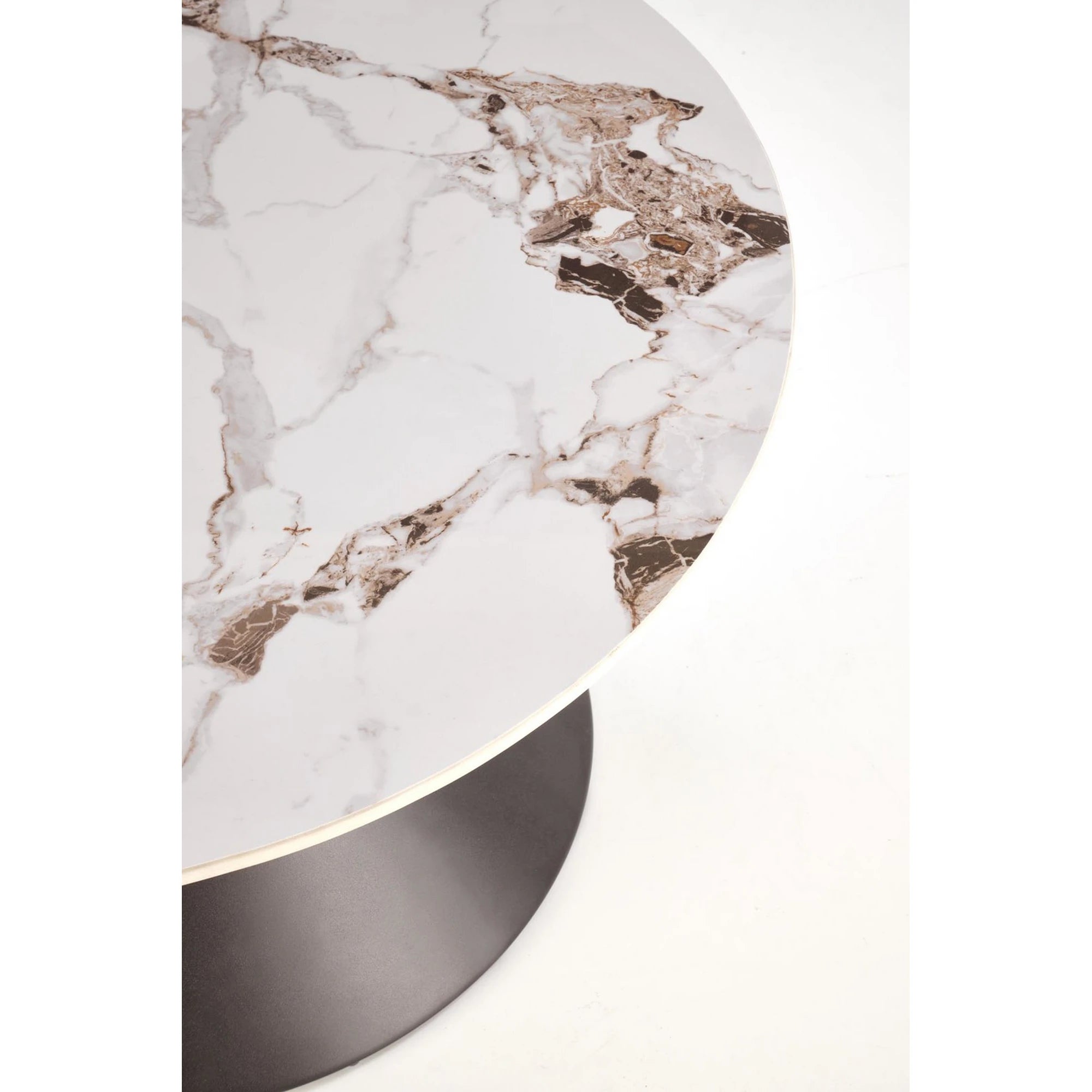 Masuta cafea GORETTI, alb cu efect de marmura/negru/auriu, otel, 80x80x42 cm