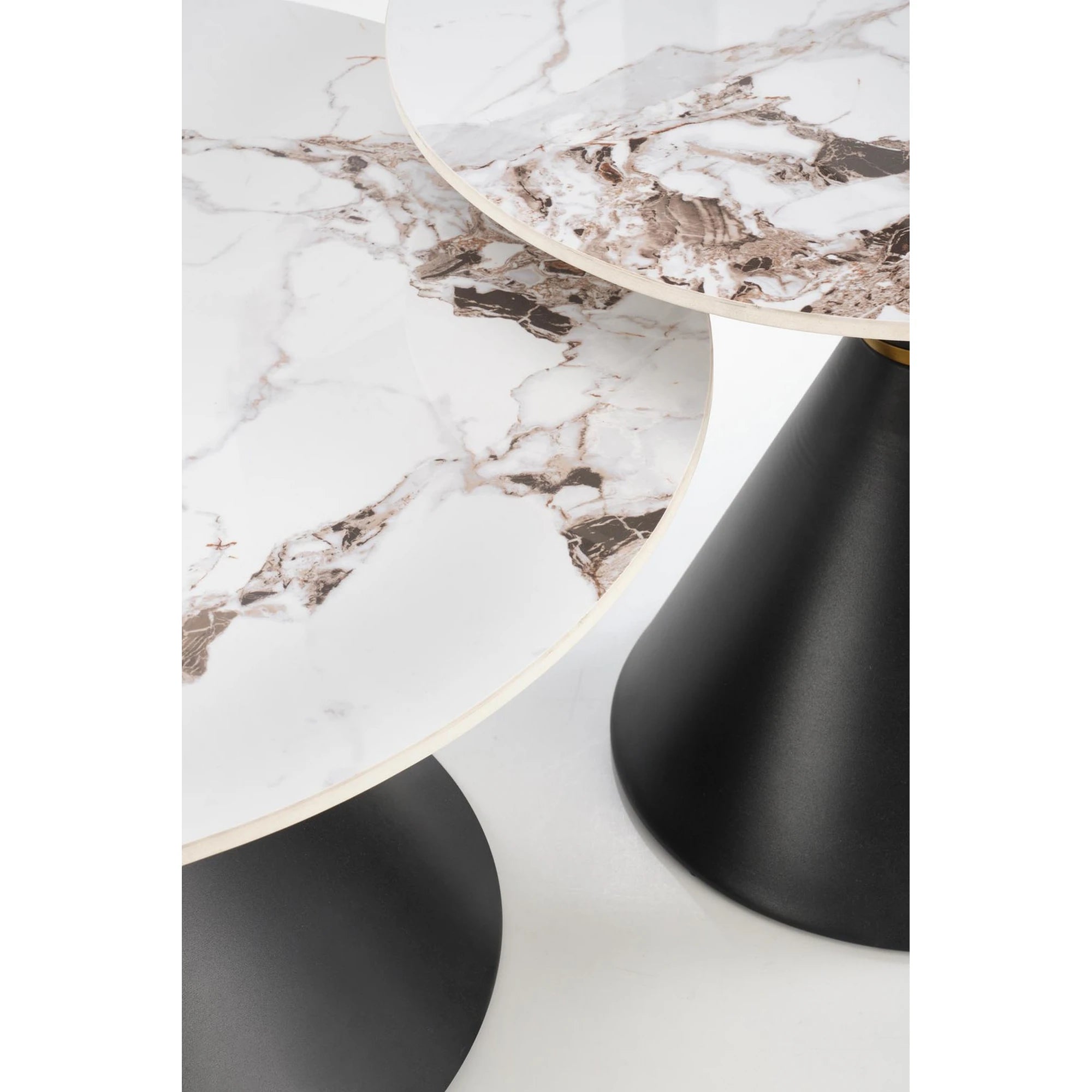 Masuta cafea GORETTI, alb cu efect de marmura/negru/auriu, otel, 80x80x42 cm