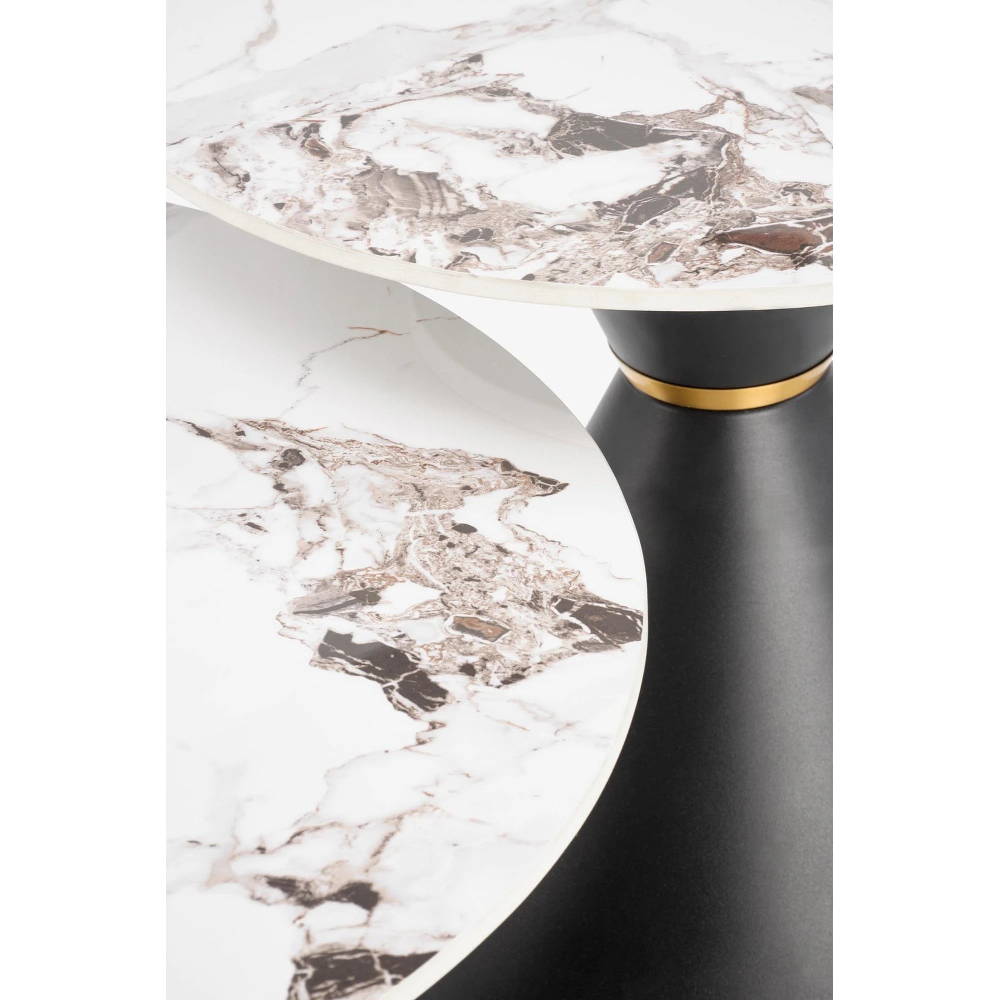 Masuta cafea GORETTI, alb cu efect de marmura/negru/auriu, otel, 80x80x42 cm