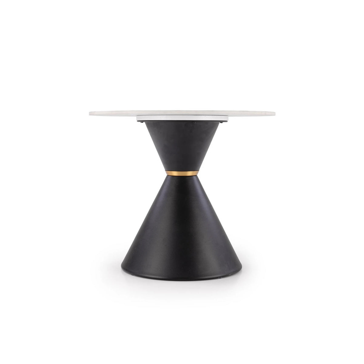 Masuta cafea blat marmura GORETTI S, alb cu efect de marmura/negru/auriu, otel, 60x60x51 cm