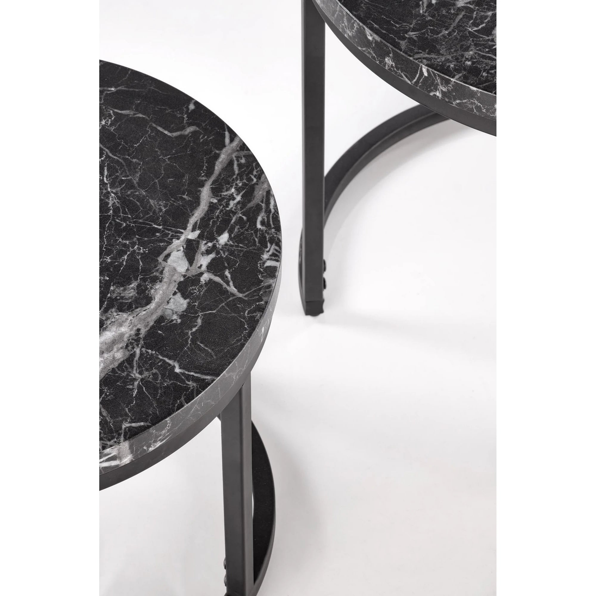 Set 2 masute cafea OREO, negru cu efect de marmura